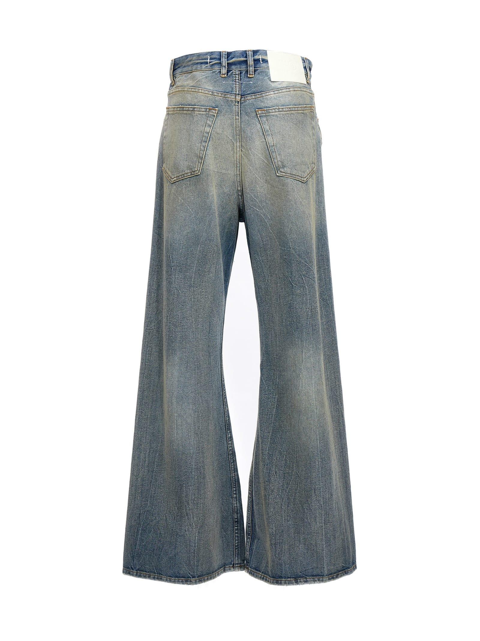 MM6 Blue Pintuck Flared Jeans メゾンマルジェラ