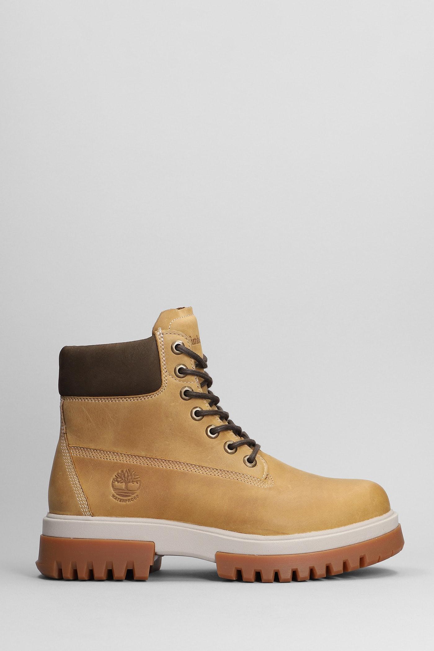 Timberland Arrd Mid Lace Combat Boots In Beige Leather in Brown | Lyst