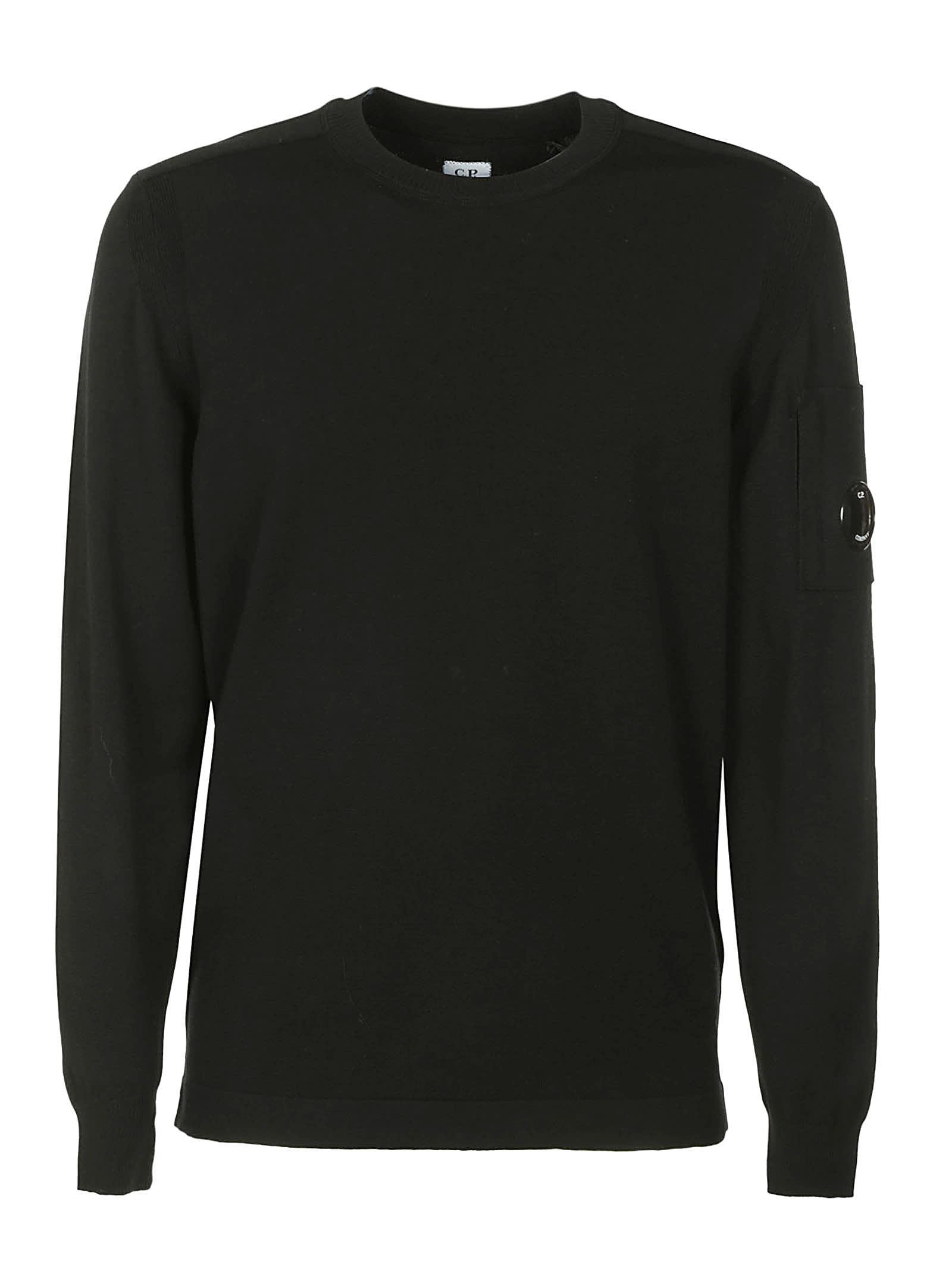 C.P. Company Sleeve Pocket Round Neck Jumper in Black for Men | Lyst