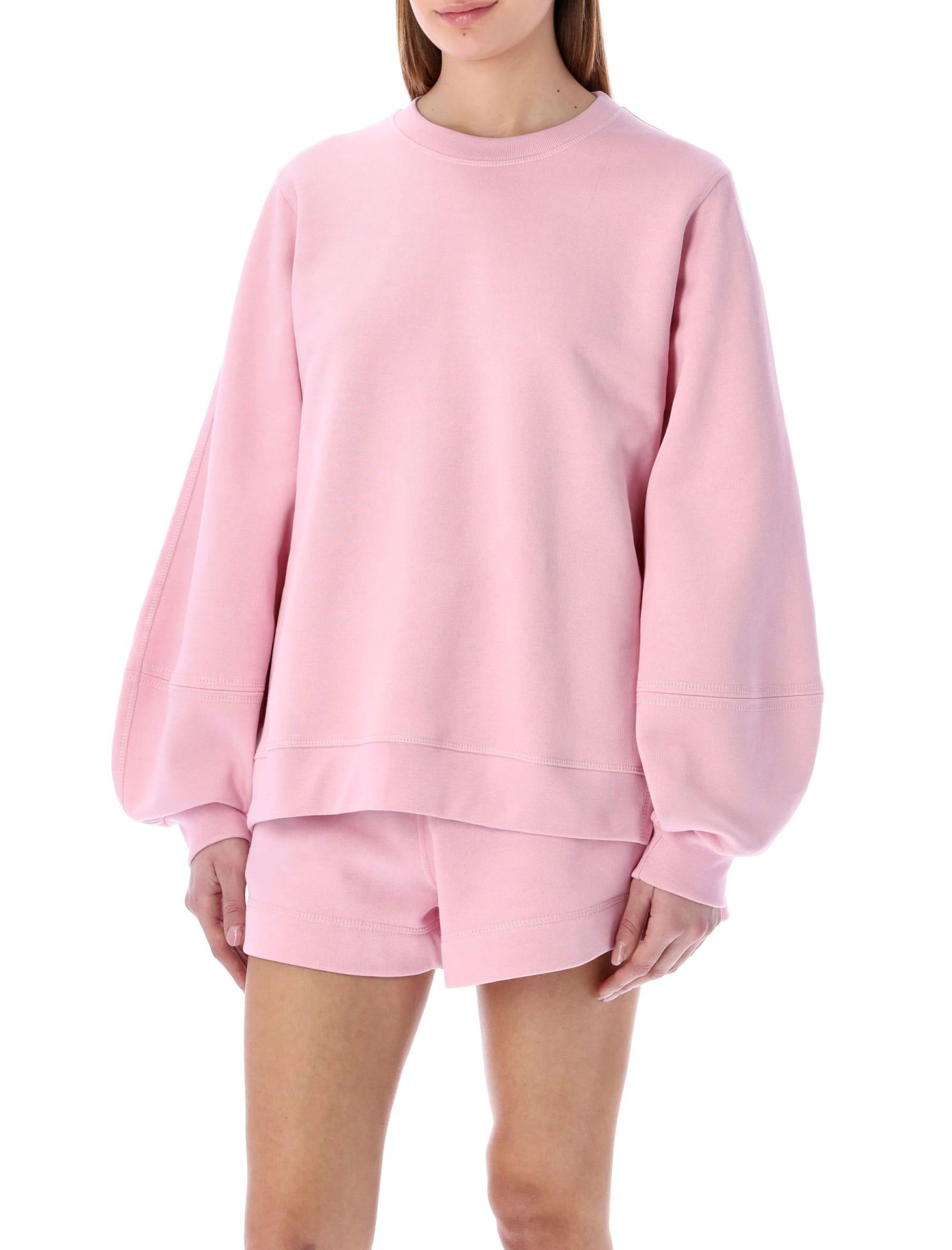 Ganni Isoli Puff Sleeve Sweatshirt in Pink | Lyst