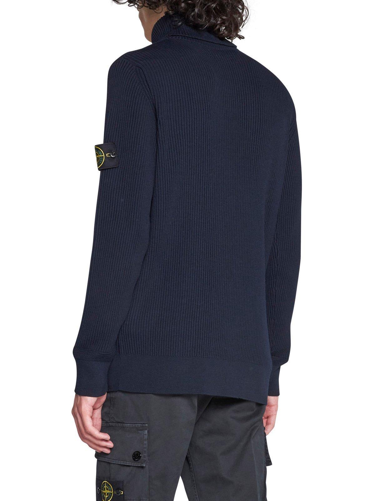 Stone Island Ribbed Turtle Neck Sweater in Blue for Men | Lyst