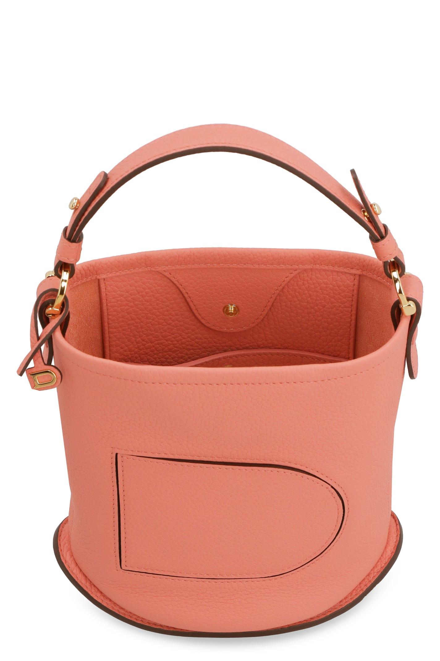 Delvaux Pin Mini Leather Bucket Bag in Pink