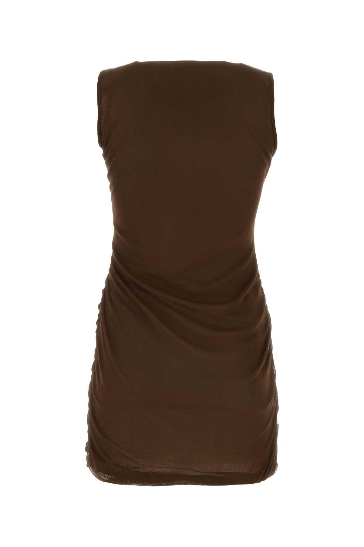 Saint Laurent Mini Tulle Dress in Brown | Lyst UK
