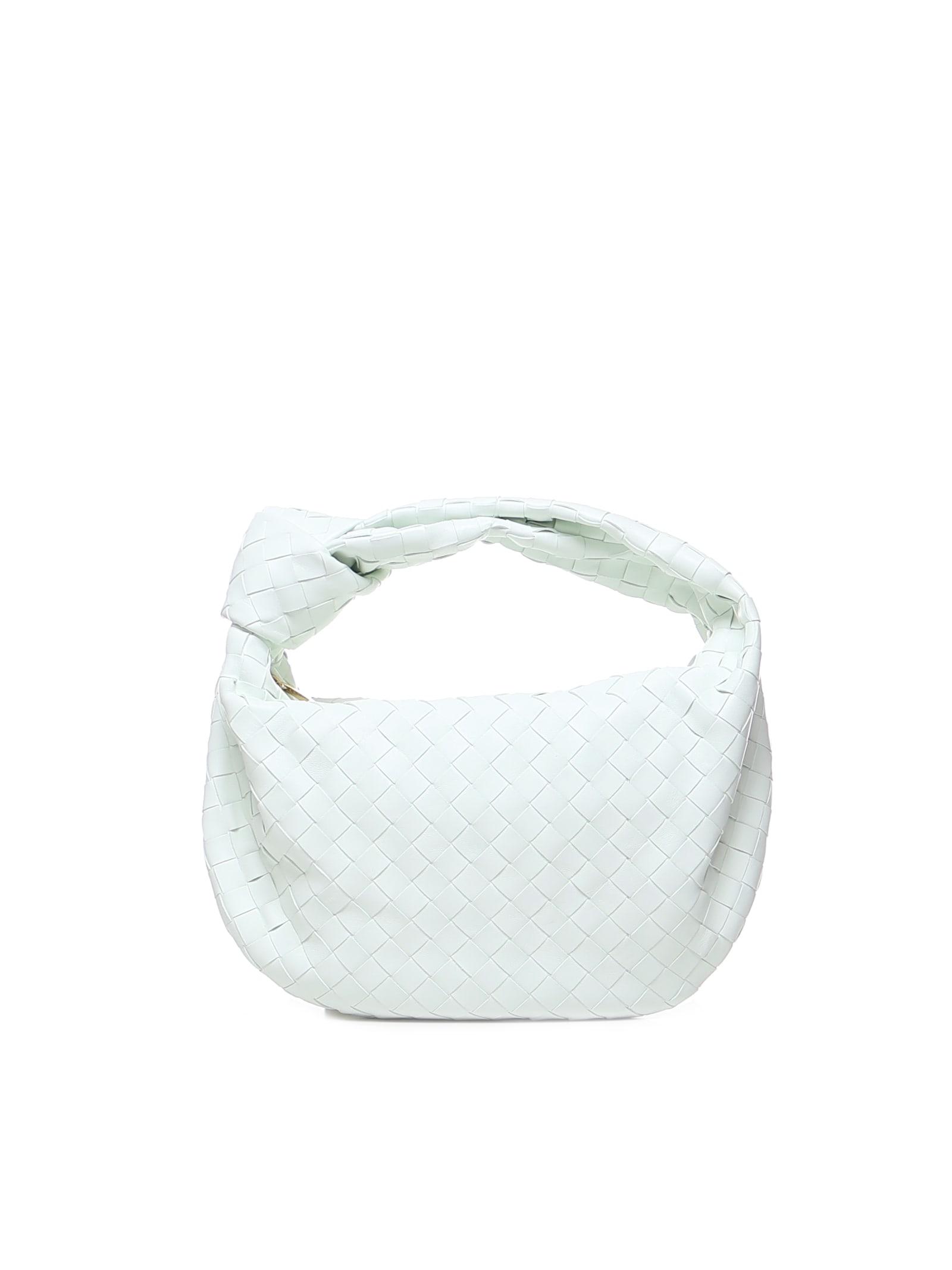 Bottega Veneta White Teen Jodie Intrecciato Leather Shoulder Bag