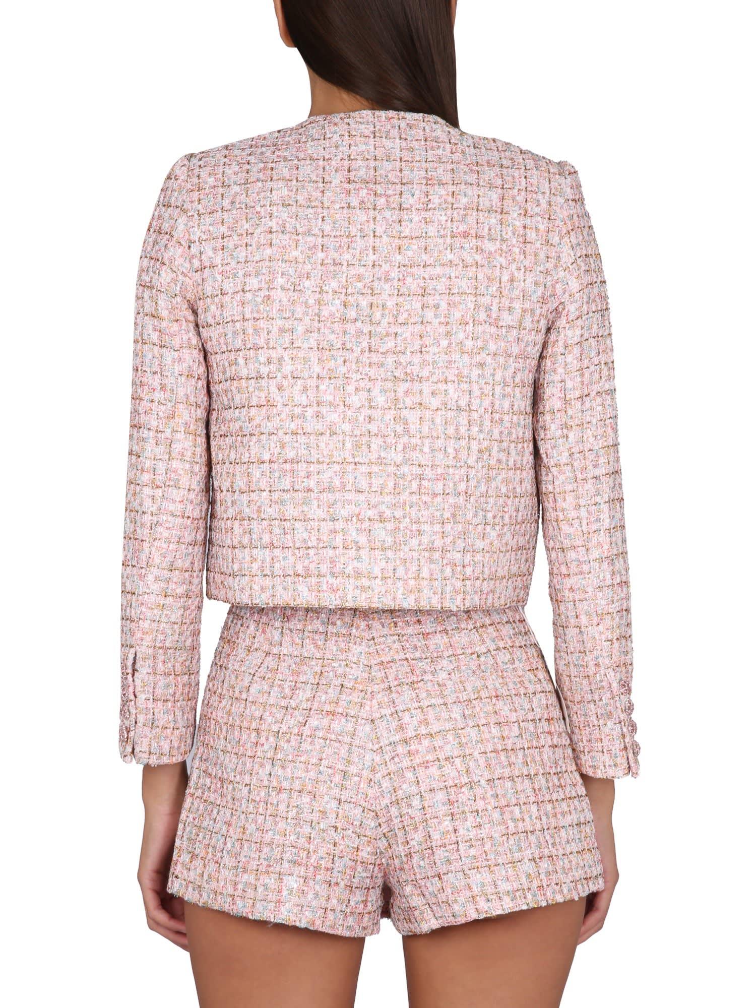 Self-Portrait Boucle Jacket in Pink | Lyst