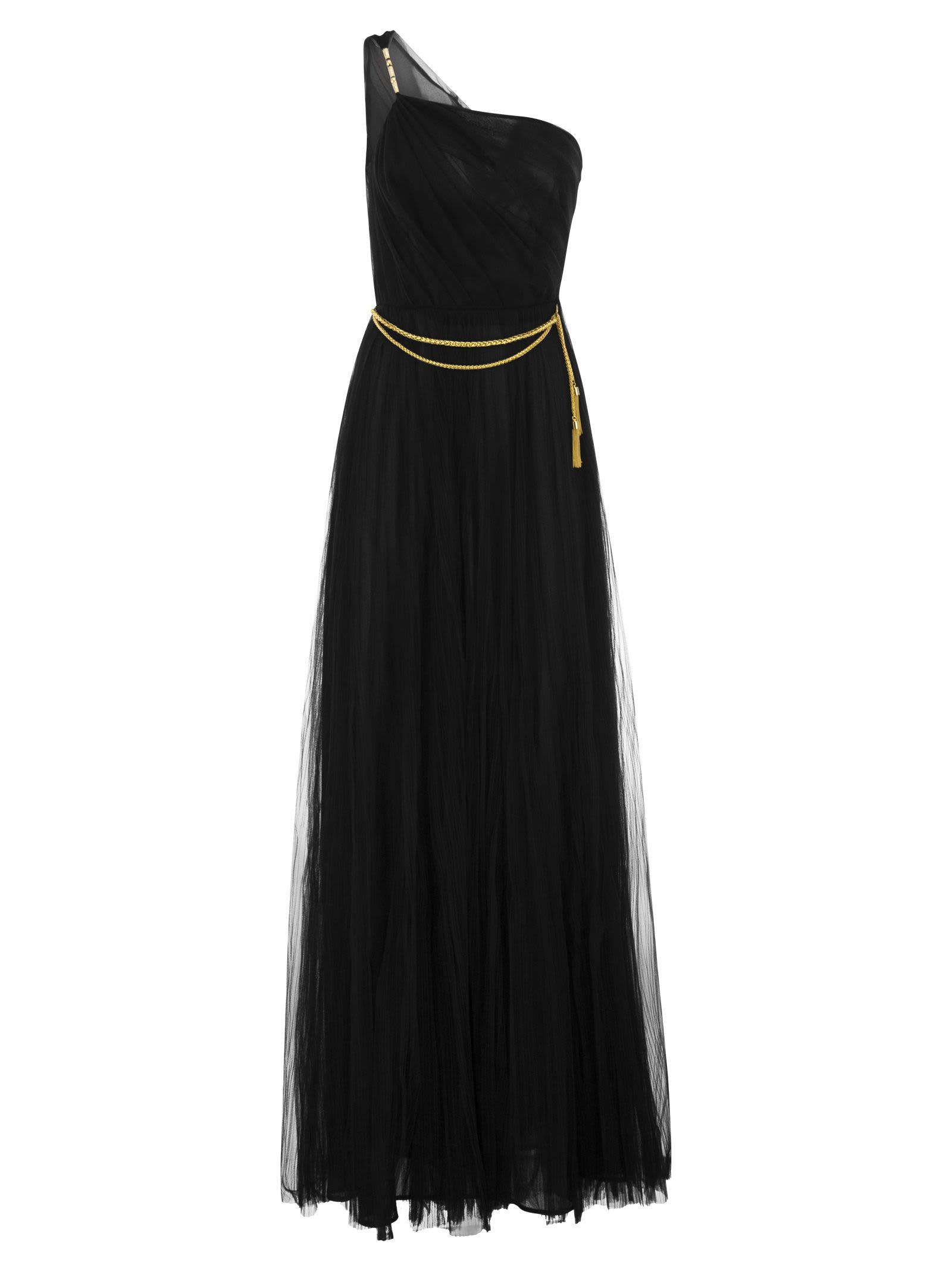 Elisabetta Franchi One-shoulder Tulle Red Carpet Dress in Black | Lyst UK