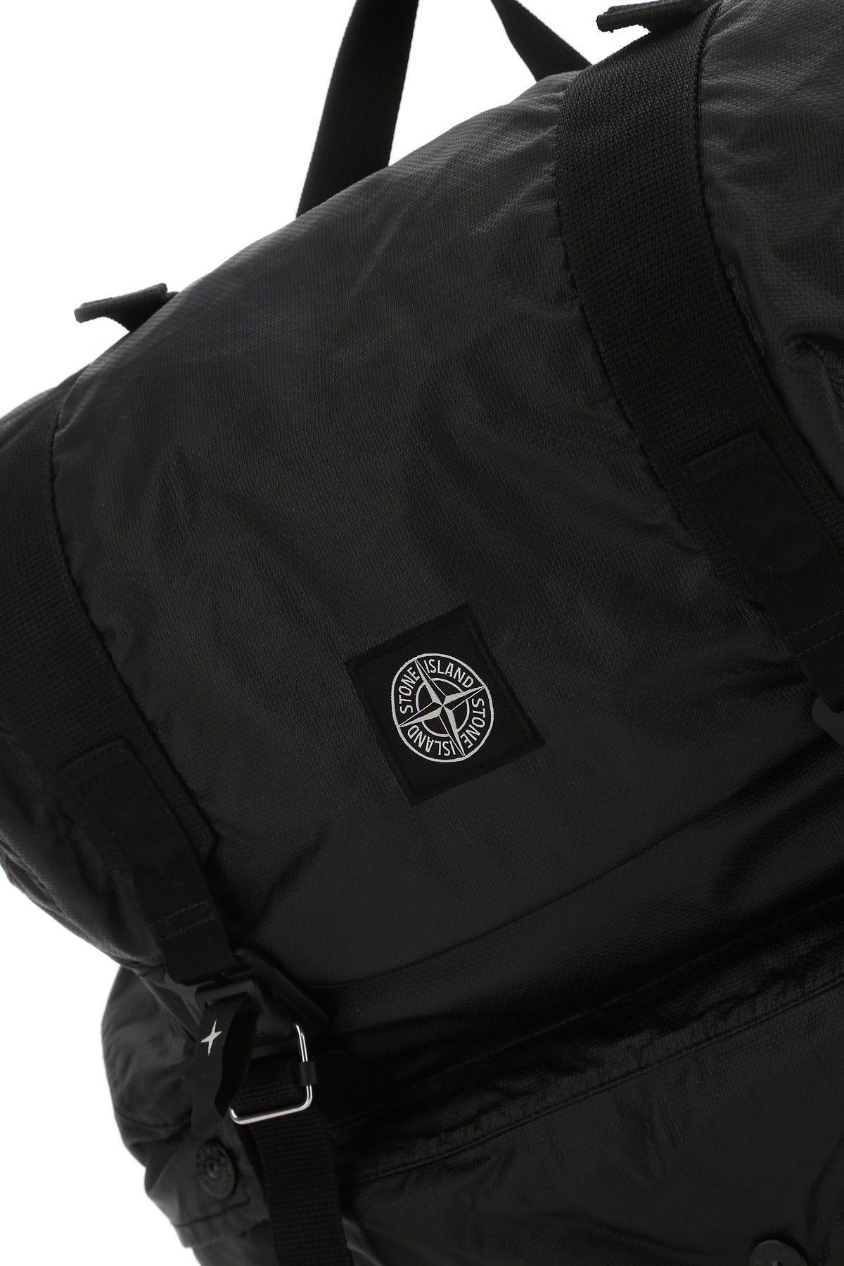 Stone Island Black Cotton And Nylon Backpack for Men | Lyst