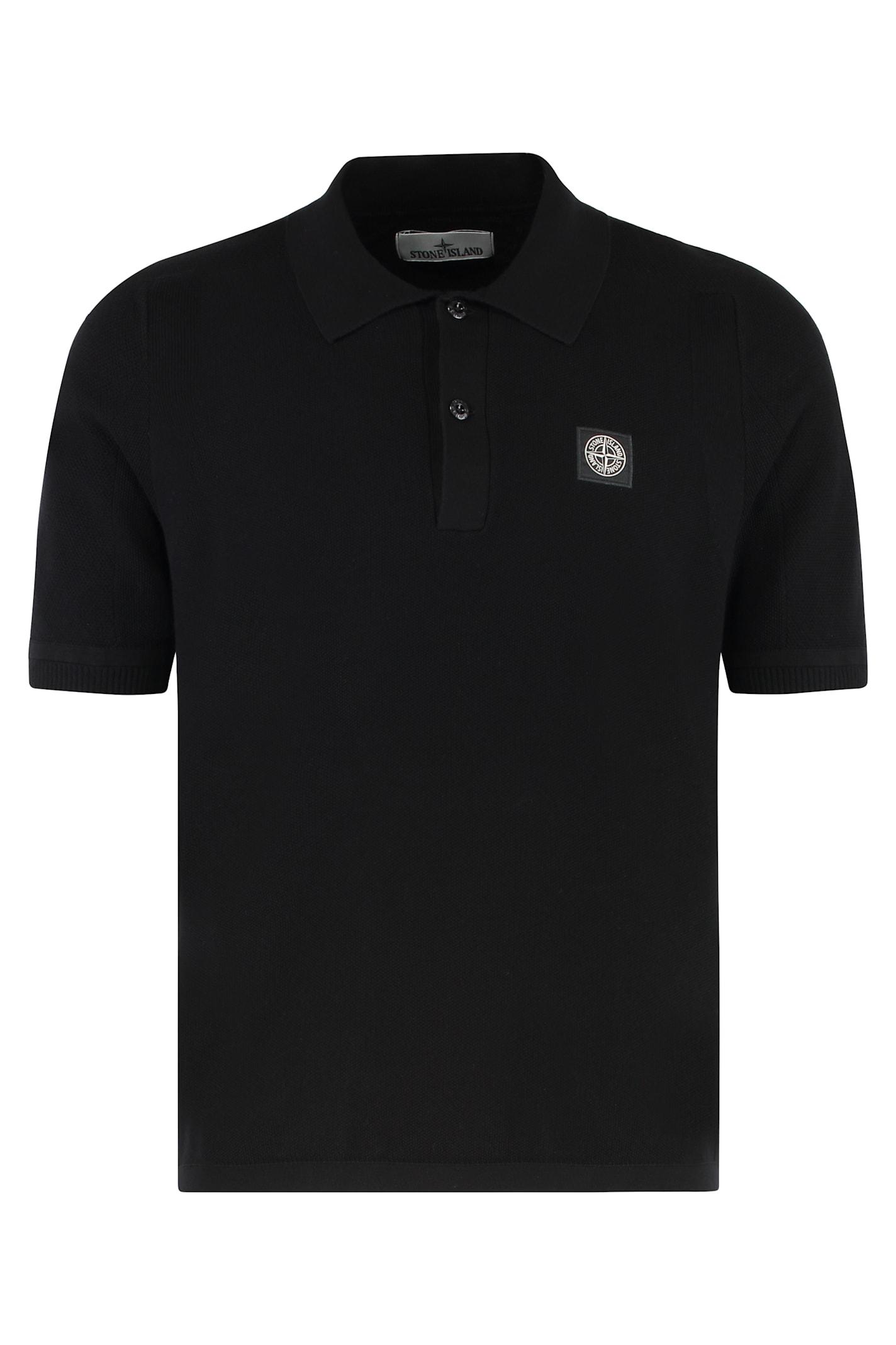 Stone Island Cotton-Piqué Polo Shirt in Black for Men Lyst UK