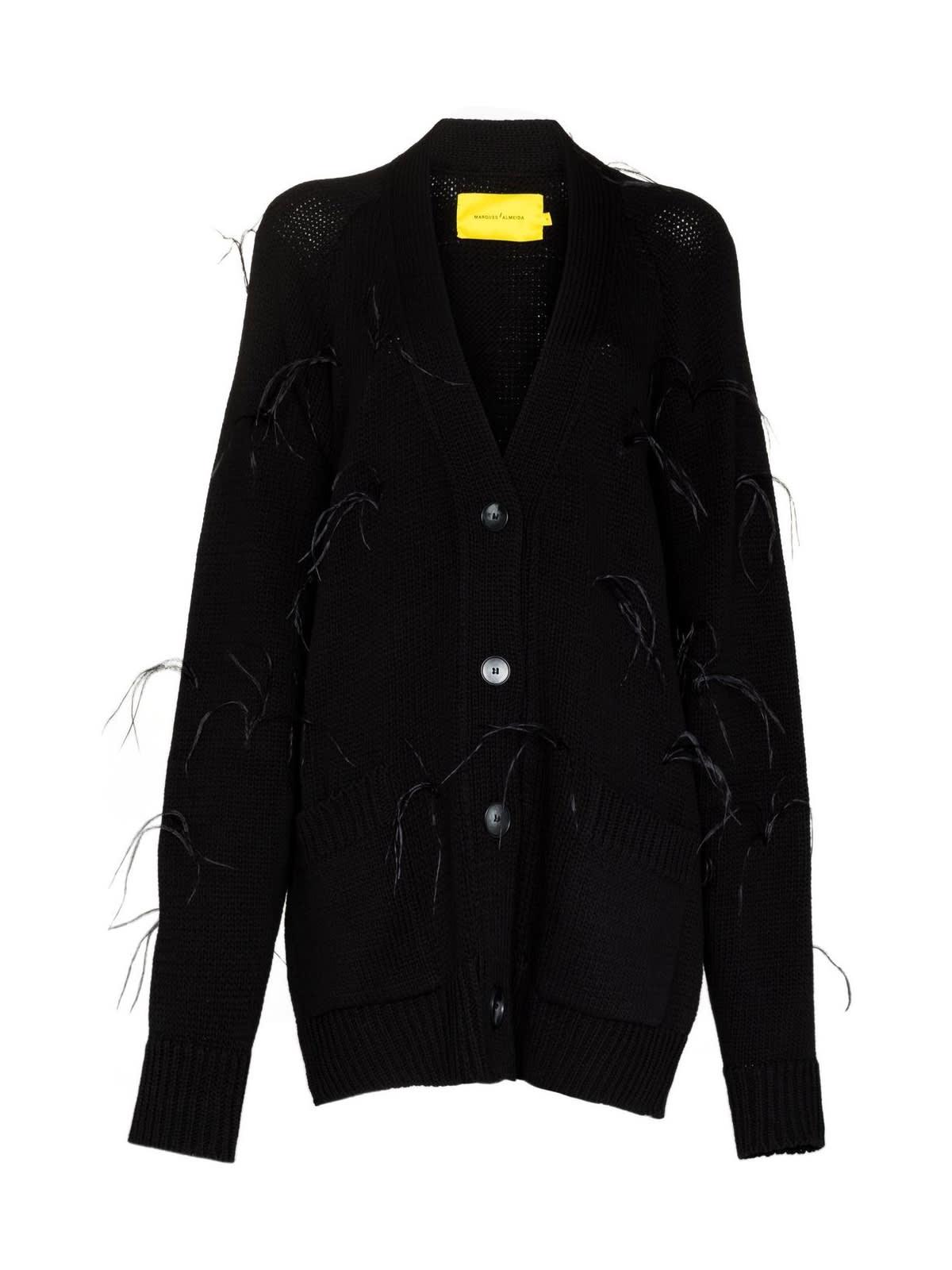 Marques'Almeida Oversized Cardigan With Feathers Pulls in Black | Lyst