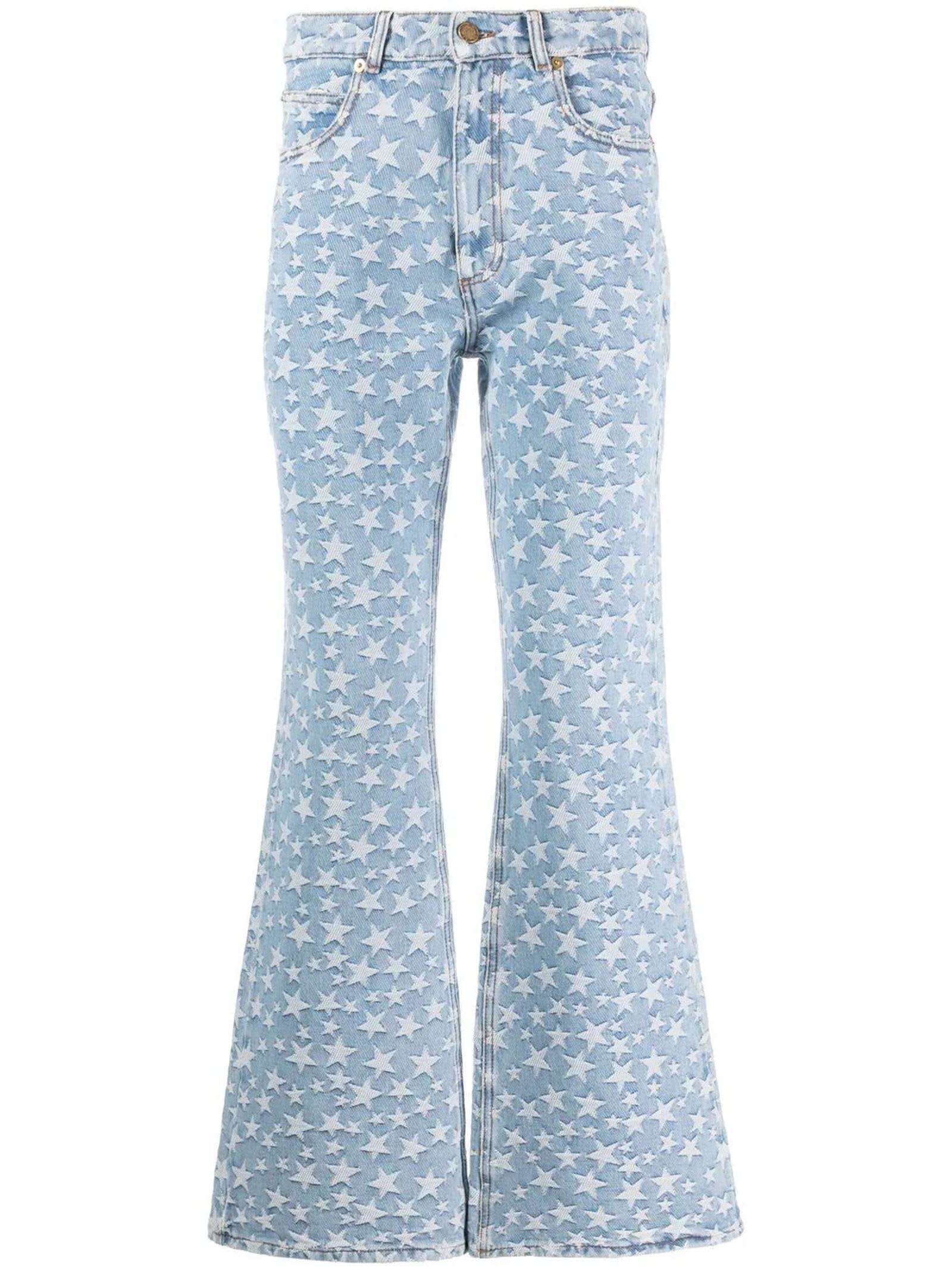 ERL Star-print Flared Jeans in Blue | Lyst