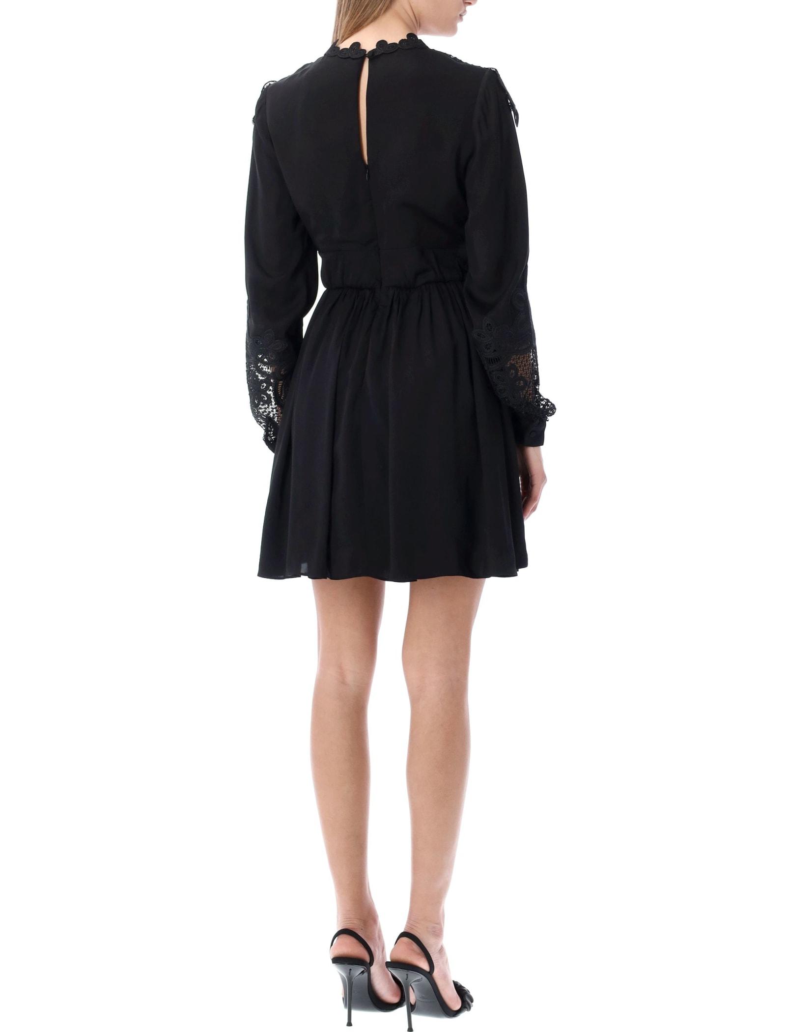 Save 20% Self-Portrait Chemical Lace Bib Mini Dress in Black Womens Clothing Dresses Mini and short dresses 