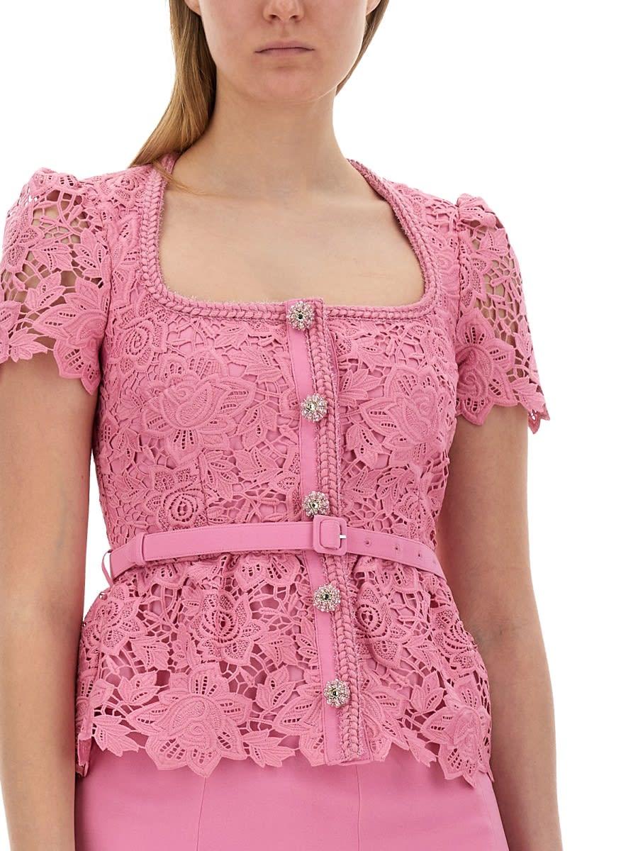 self-portrait☆Pink Tailored Lace Midi ワンピース【UK発】 Pink Tailored Lace Midi Dress – self-portrait