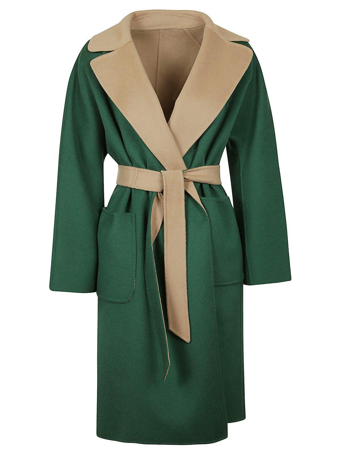 Weekend by Maxmara Long Kimono Sleeve Reversible Coat in Green | Lyst