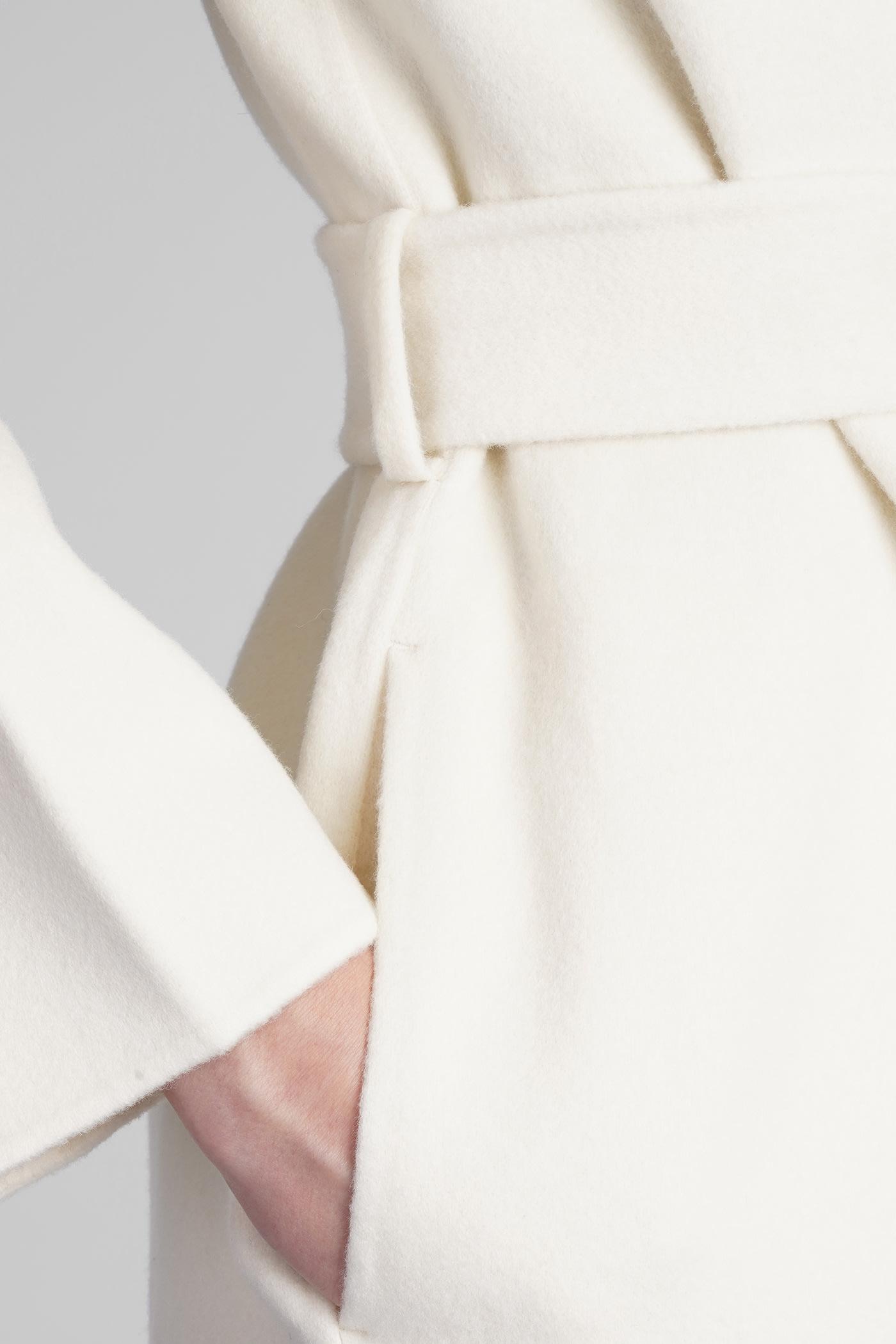 Theory Hood Overlay Coat In White Wool | Lyst