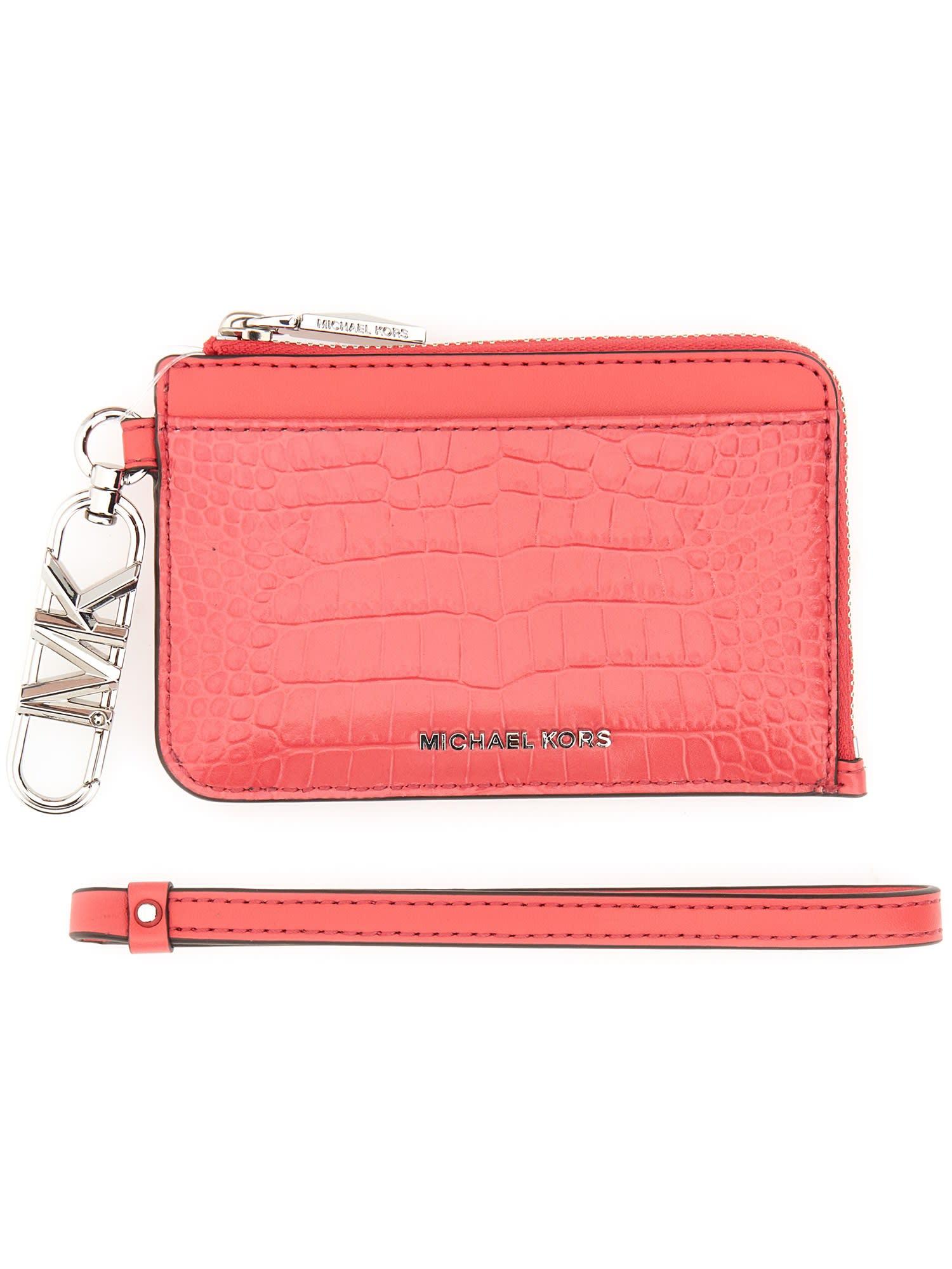 MICHAEL Michael Kors Leather Credit Card Holder in Pink Lyst UK