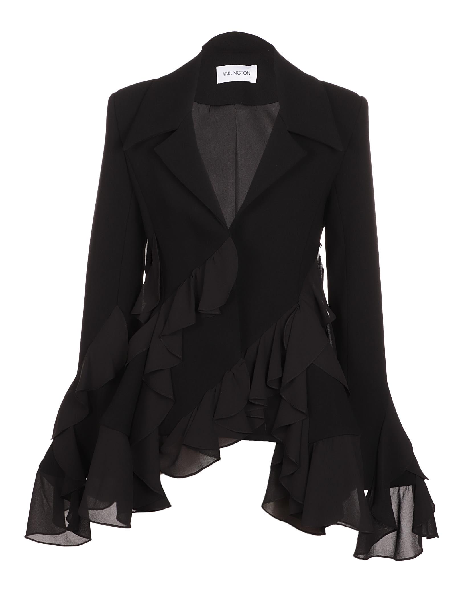 black ruffle blazer