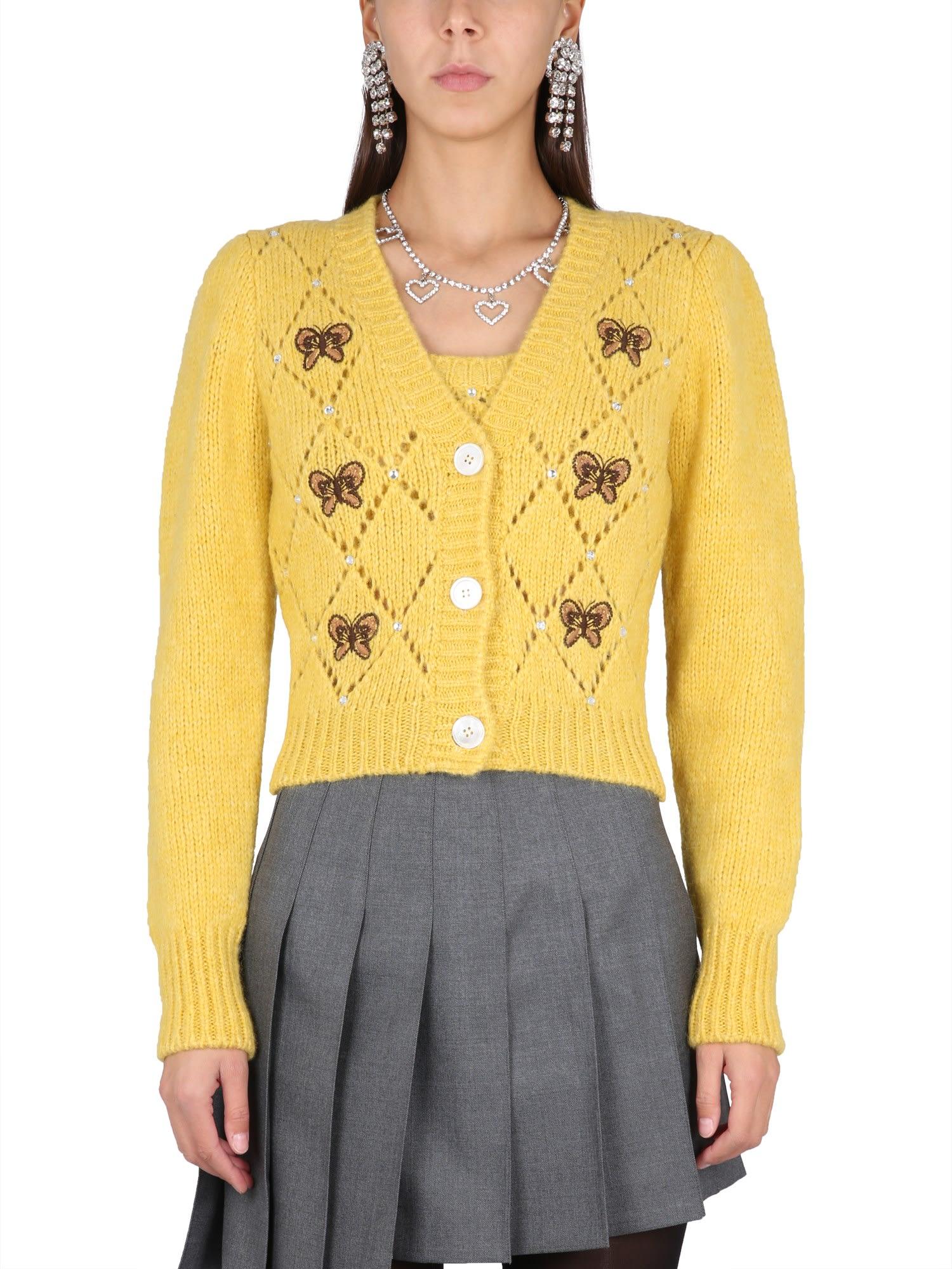 Alessandra Rich zebra-pattern V-neck cardigan - Pink