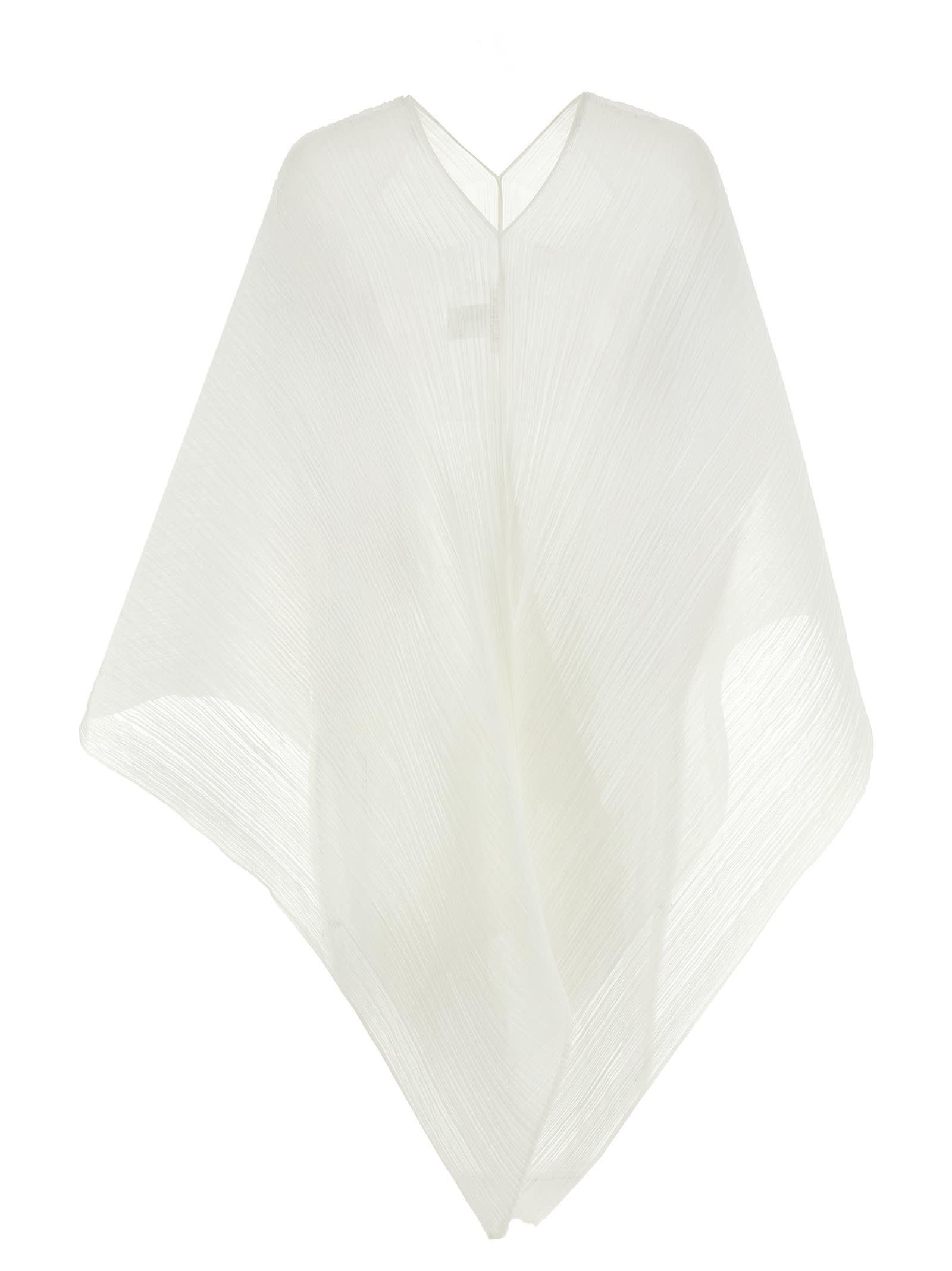 【イッセイミヤケ】BASIC MADAME-T SMALL 大判ストール 白 pleats-please-issey-miyake--