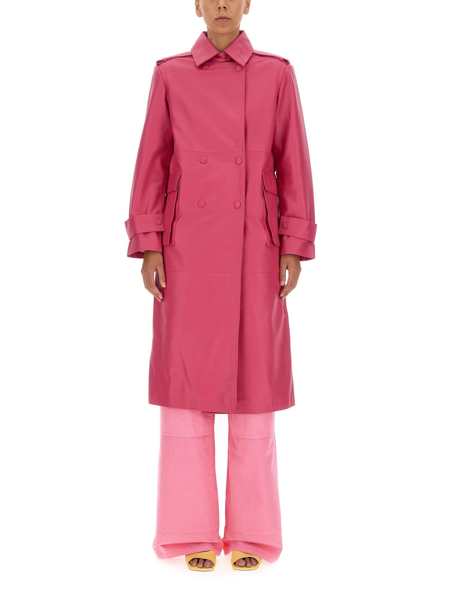 REMAIN Birger Christensen Pyrene Leather Coat in Pink - Save 18% | Lyst
