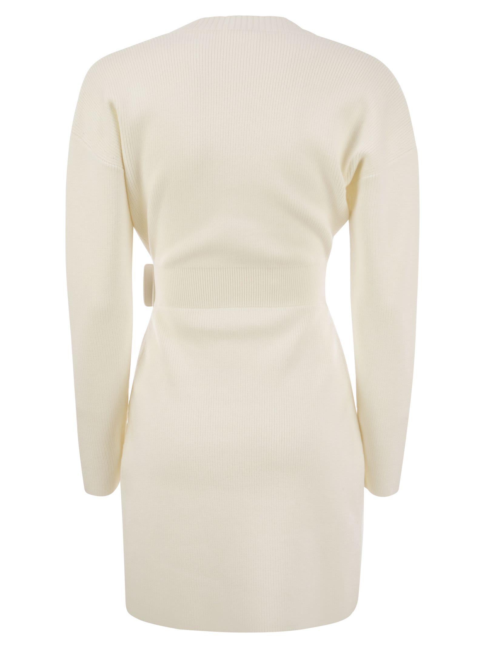 パーティードレス ELISABETTA FRANCHI Viscose Manteau Dress with Maxi Buckle Elisabetta Franchi Viscose Manteau Dress With Maxi Buckle in