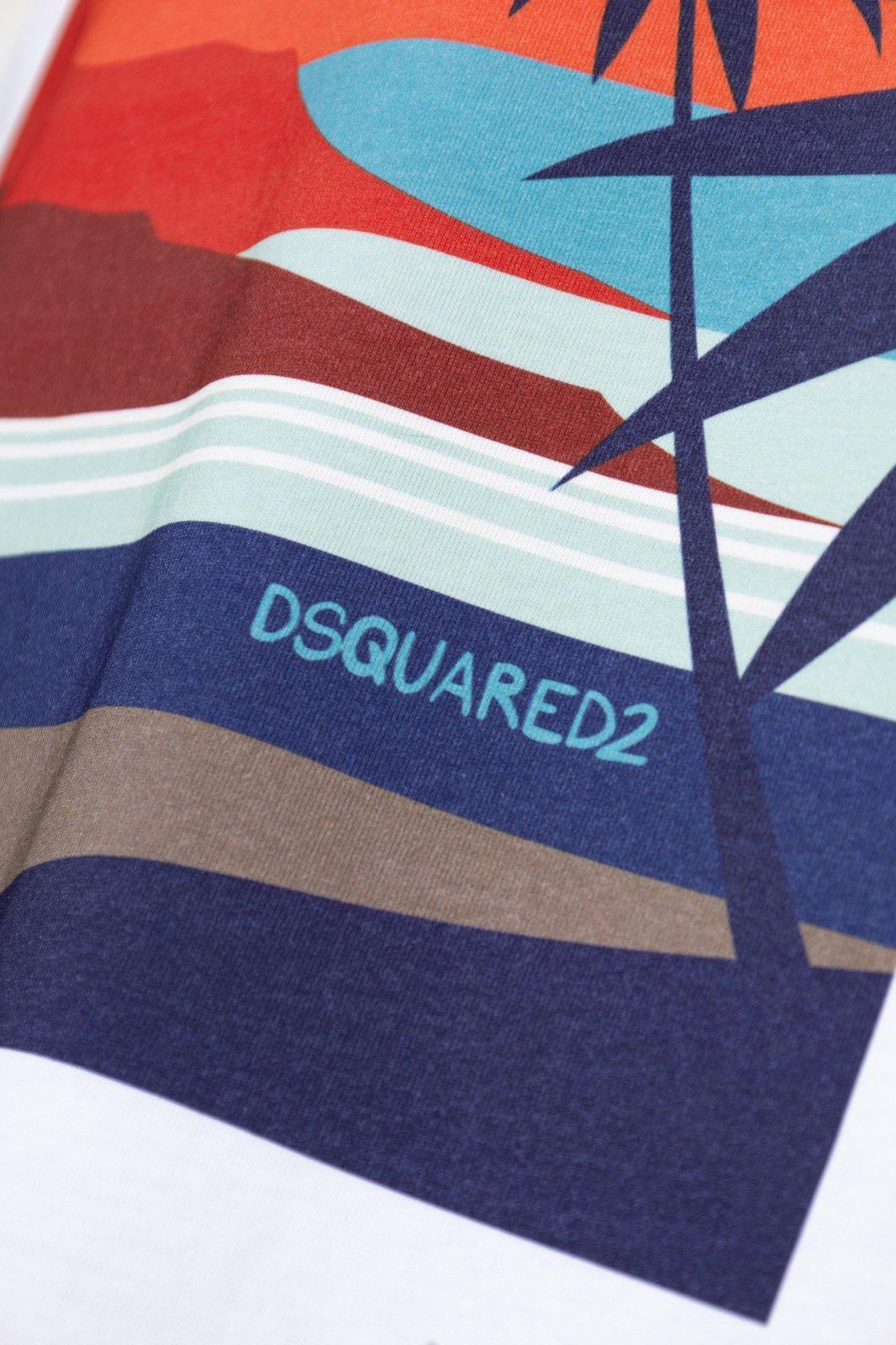 DSquared² Summer Lovers Loose Fit Sunset T-Shirt in White