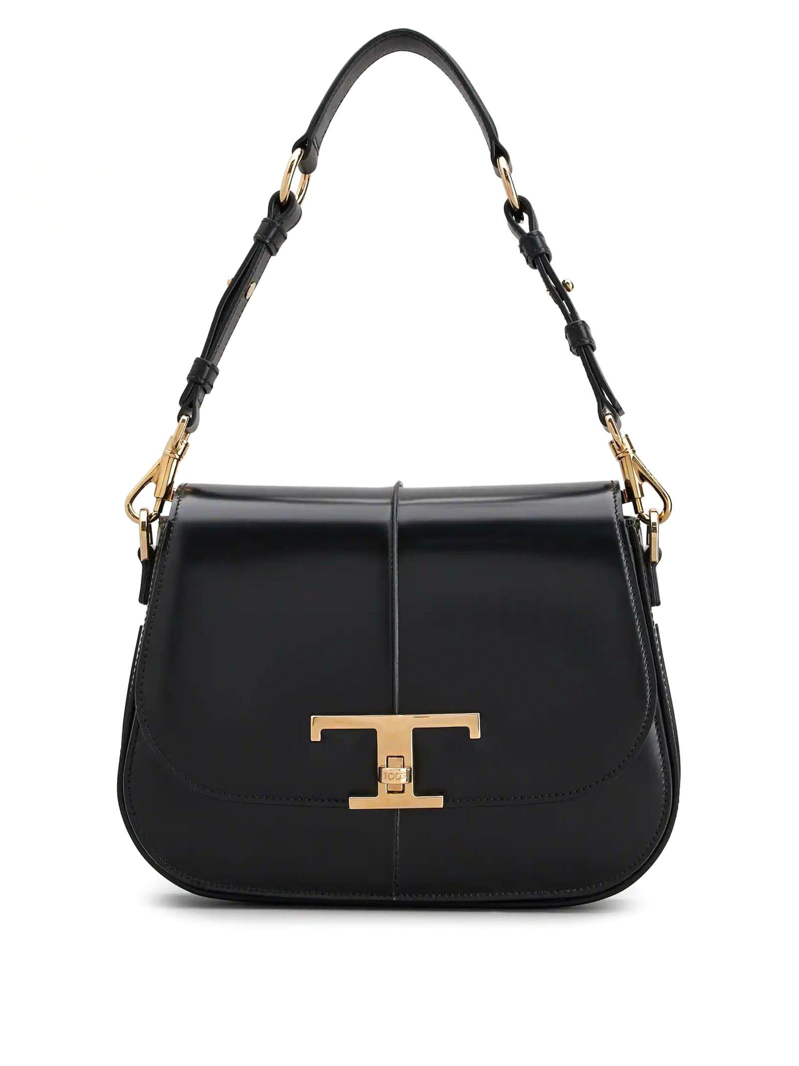 Tod's T Timeless Shoulder Bag In Leather Mini in Black | Lyst