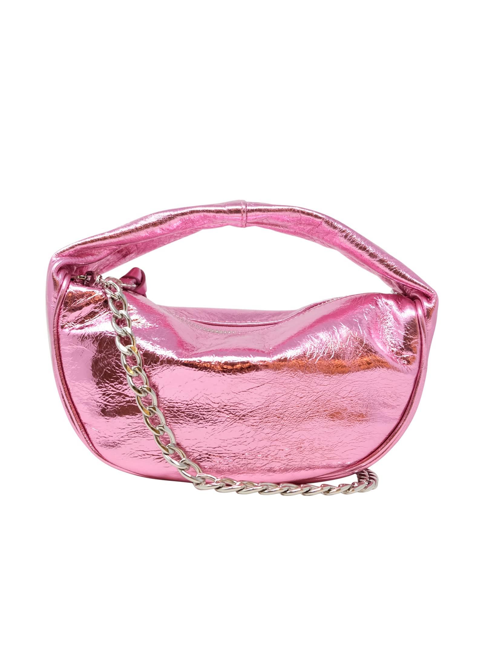 BY FAR Baby Cush Pink Metallic Leather Handbag | Lyst