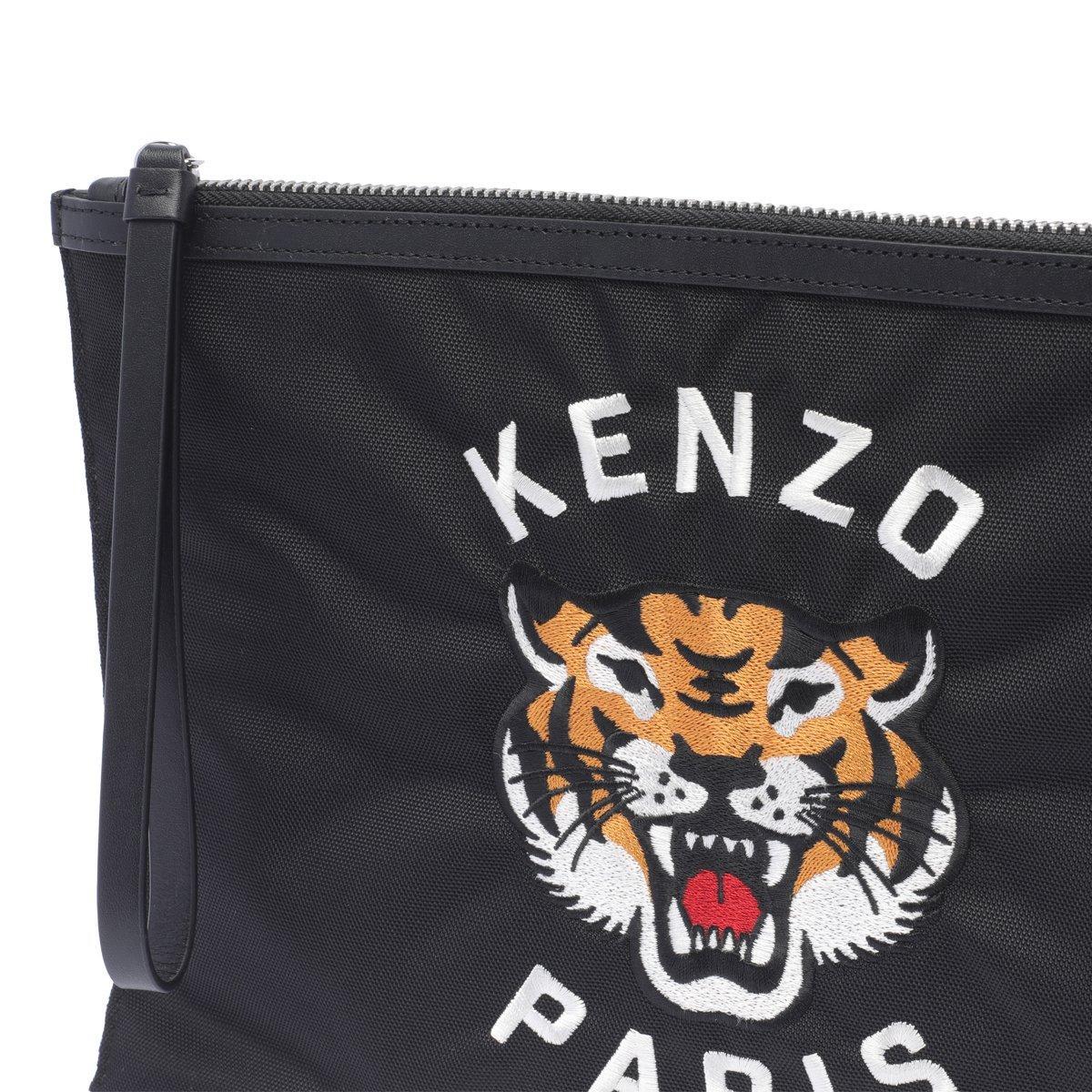 KENZO Tiger Embroidered Zip-Up Pouch in Black for Men | Lyst