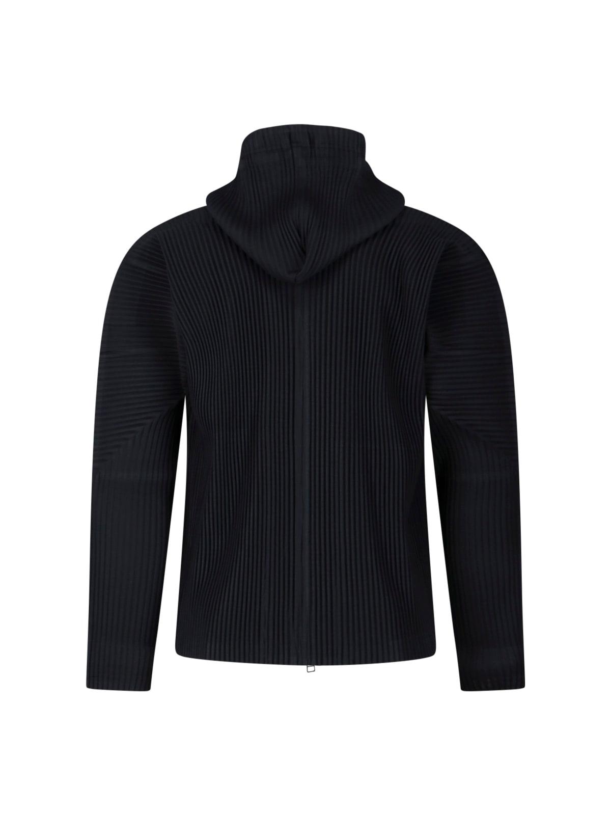 Issey Miyake Zip-Up Plissé Hoodie RARE Homme Plissé Issey Miyake Zipped Hoodie In Black Medium Size
