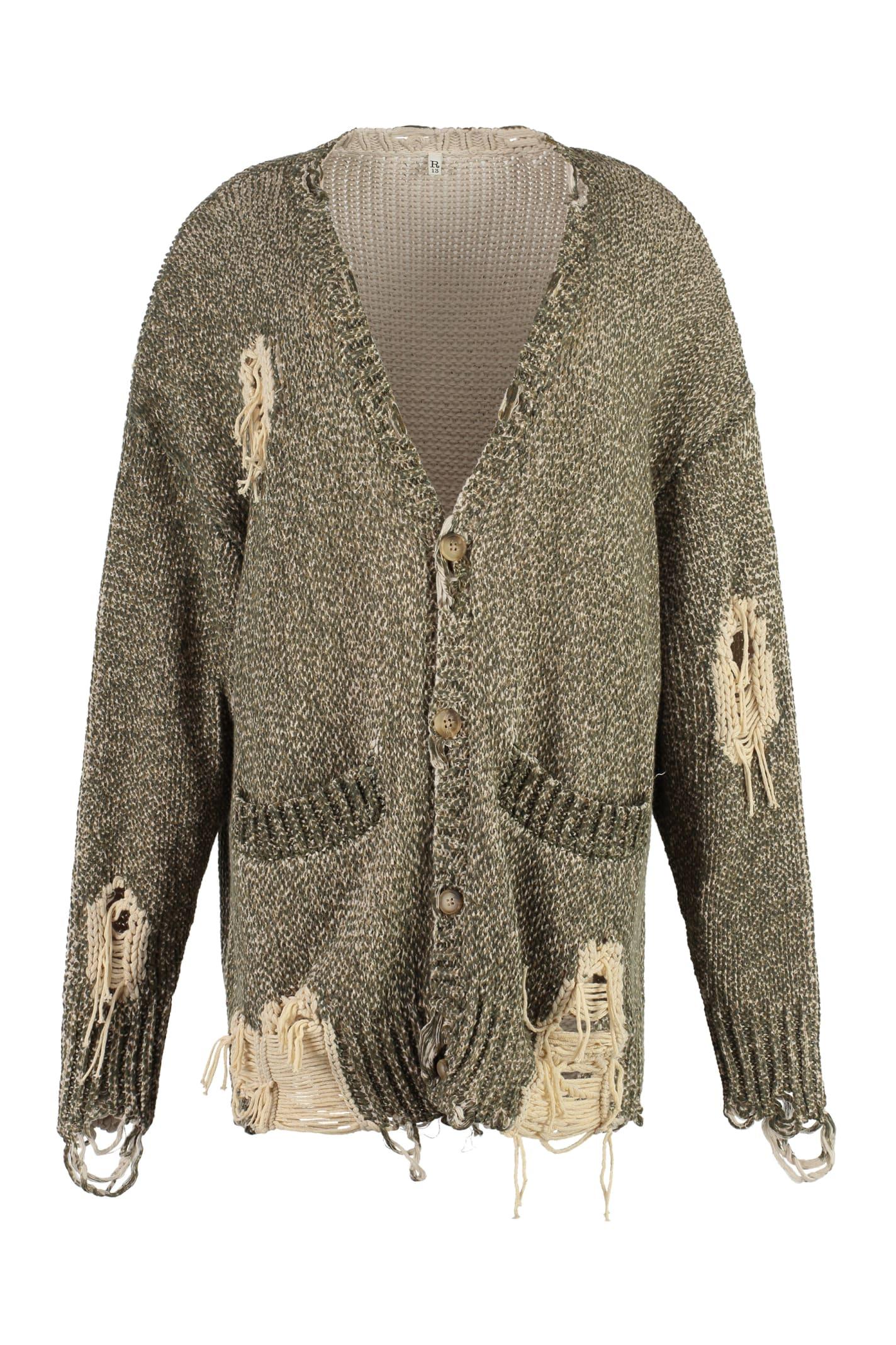 R13 argyle-knit Mohair Wool-Blend Cardigan - Grey