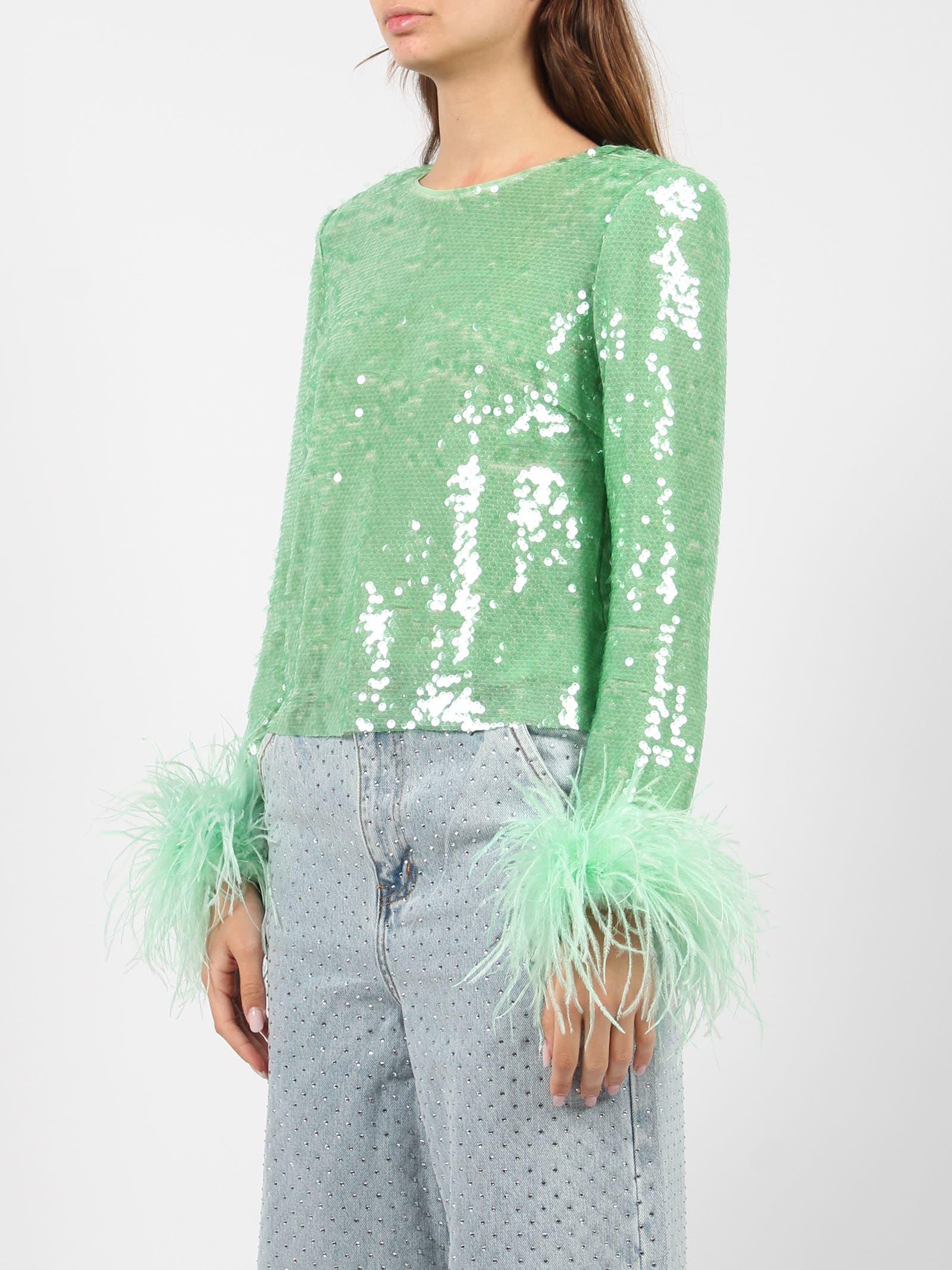 Self Portrait Sequin Feather Top in Green Lyst UK