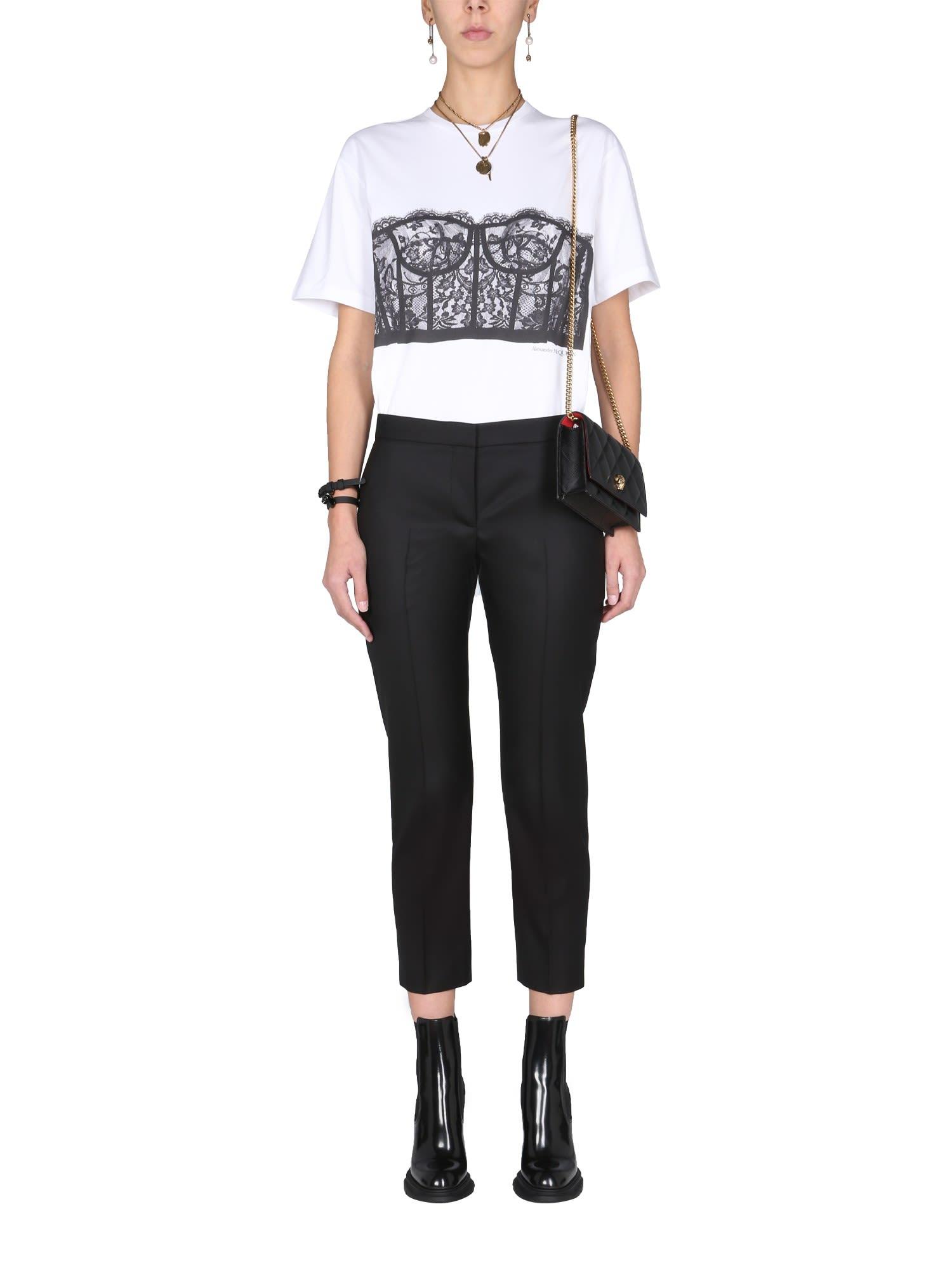 Alexander McQueen Lace Corset Print T-shirt | Lyst