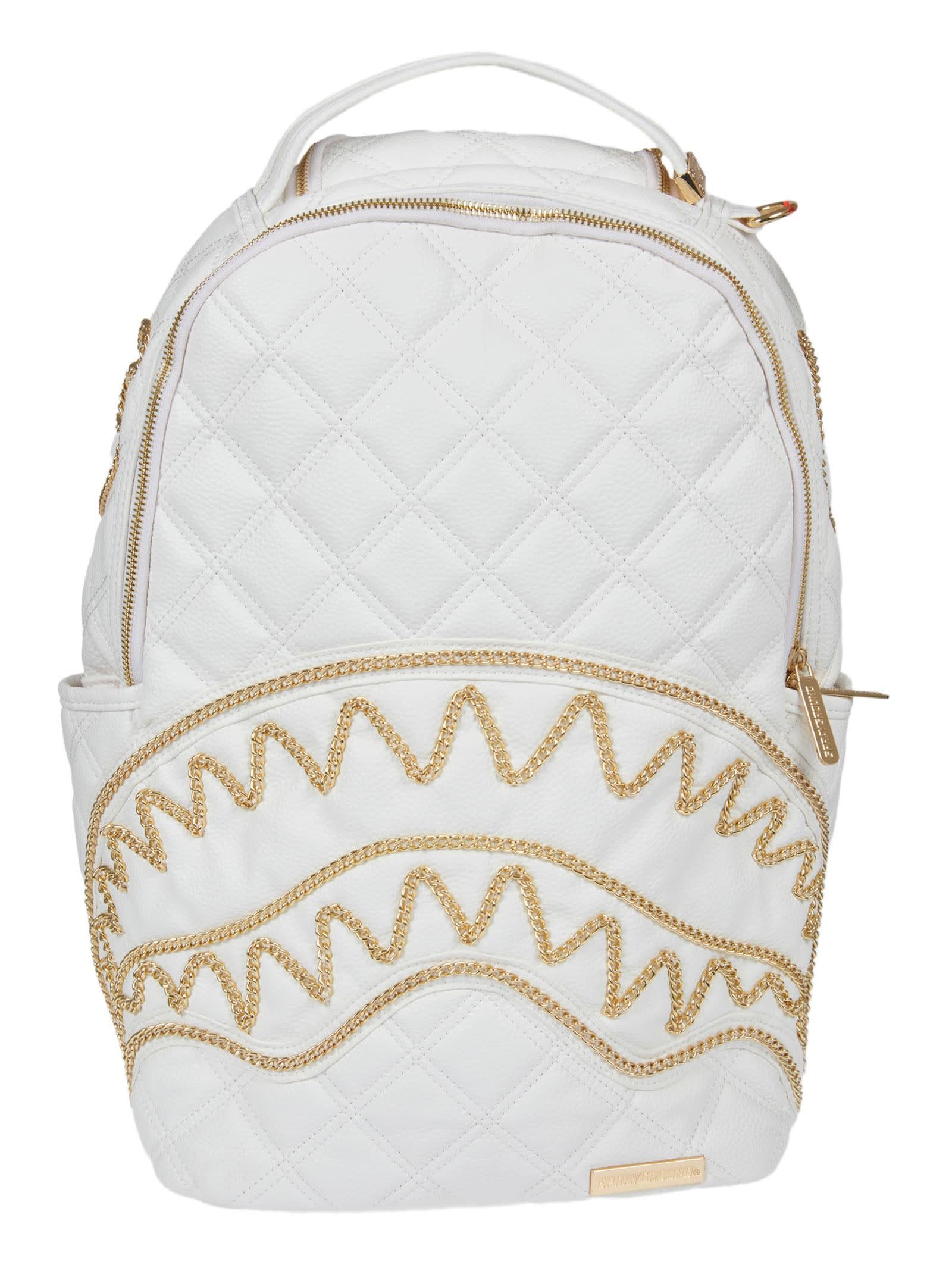 Sprayground And Gold Backpack in White | Lyst