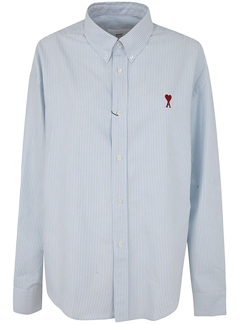 Ami Paris Boxy Fit Shirt in Blue | Lyst