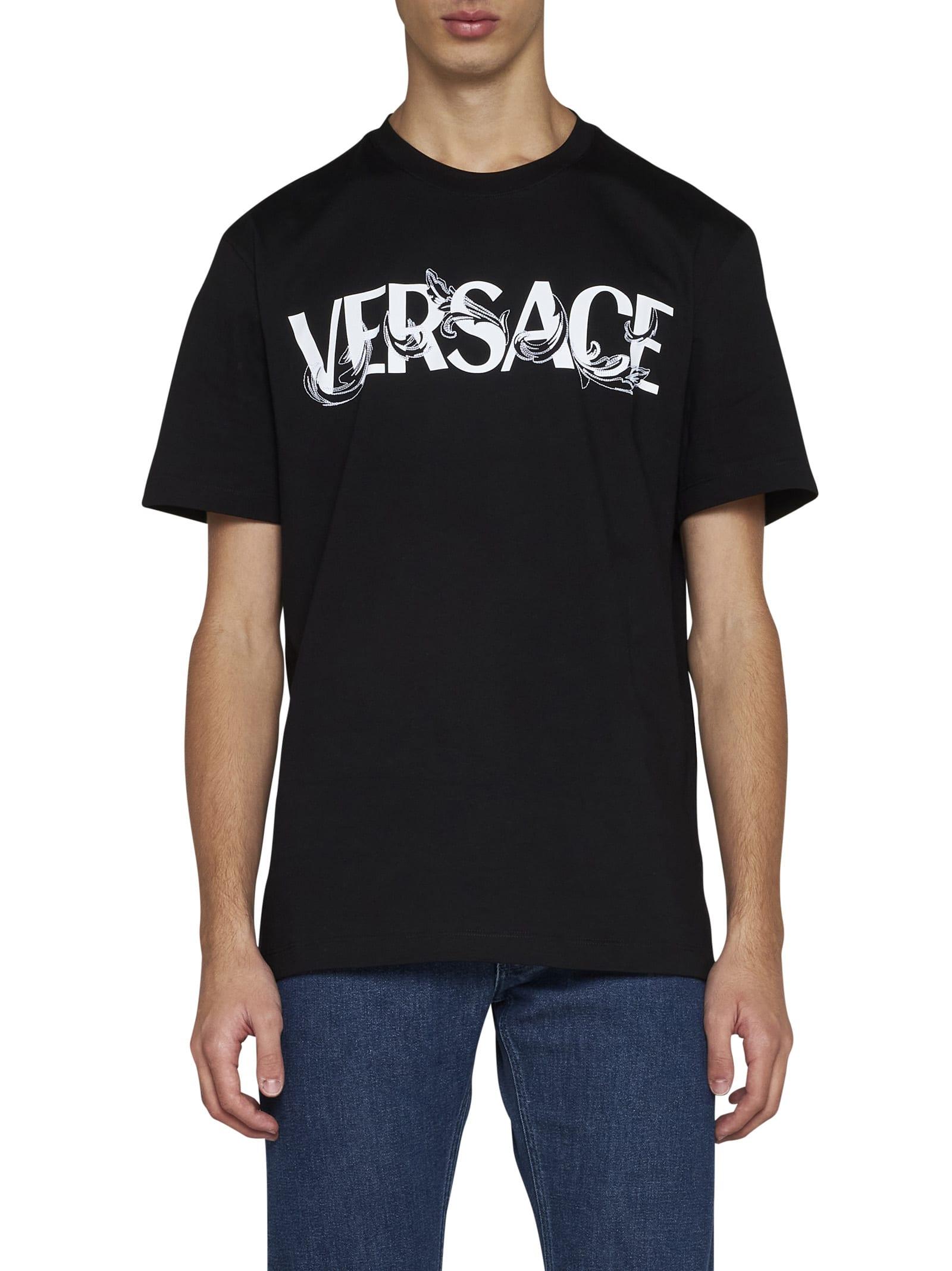 Versace Logo Cotton T-shirt in Black for Men | Lyst