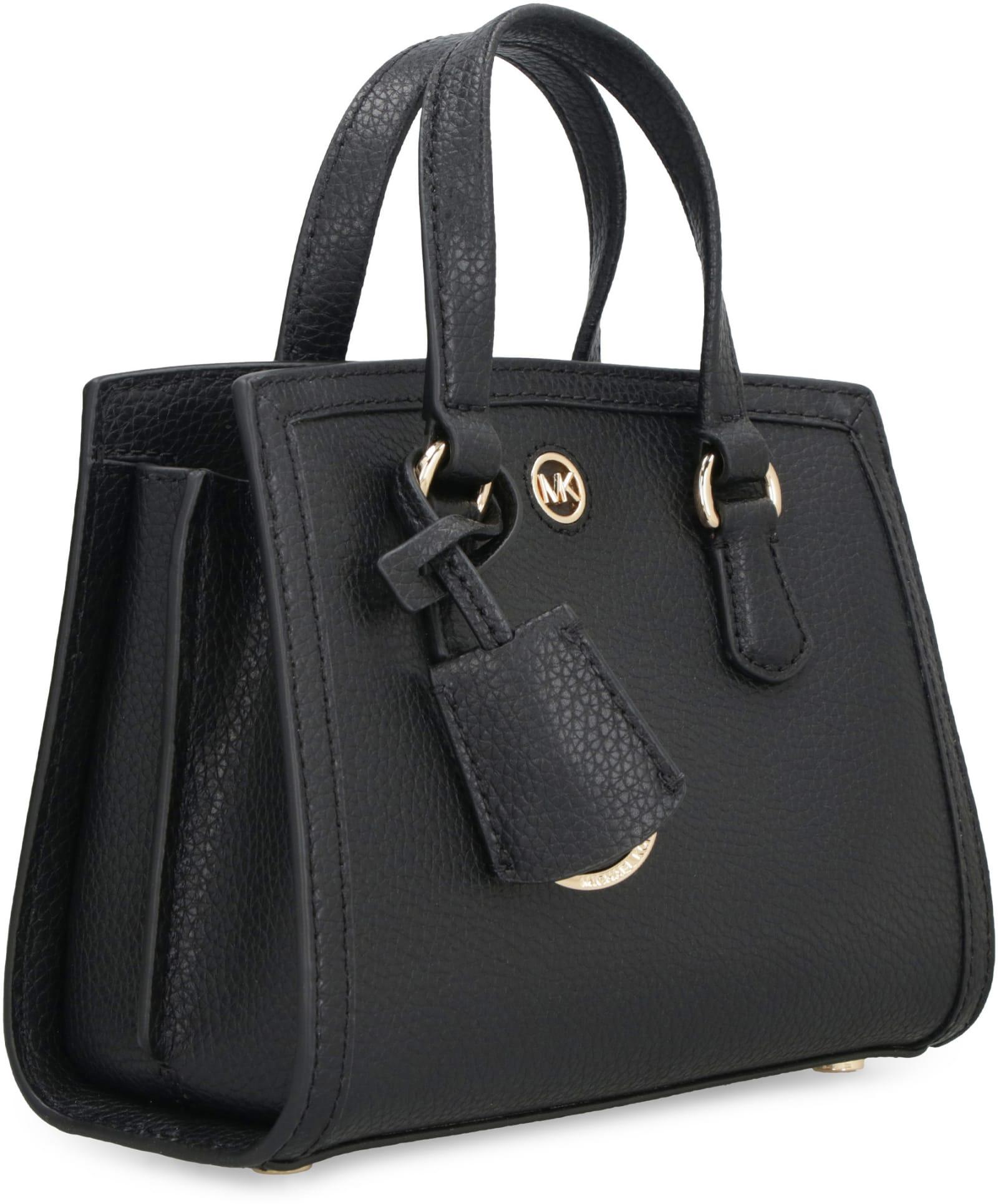 MICHAEL Michael Kors Chantal Leather Mini Handbag in Black | Lyst