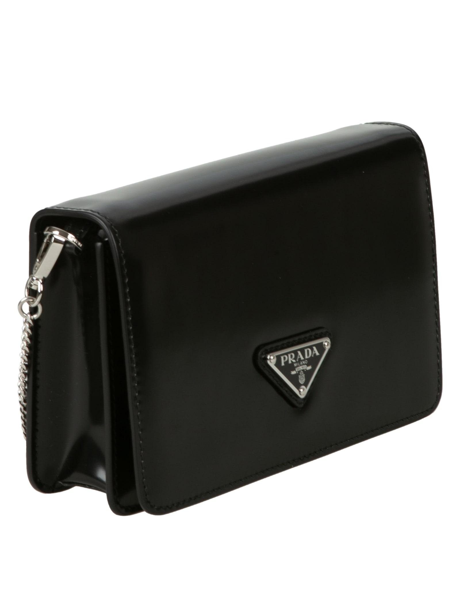 Prada Triangle Shoulder Bag - Black