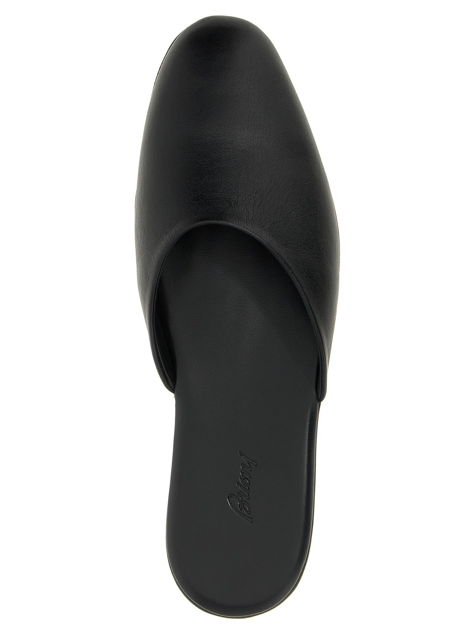 フラットシューズ Brioni Leather sabots Brioni Leather Sabots in Black | Lyst