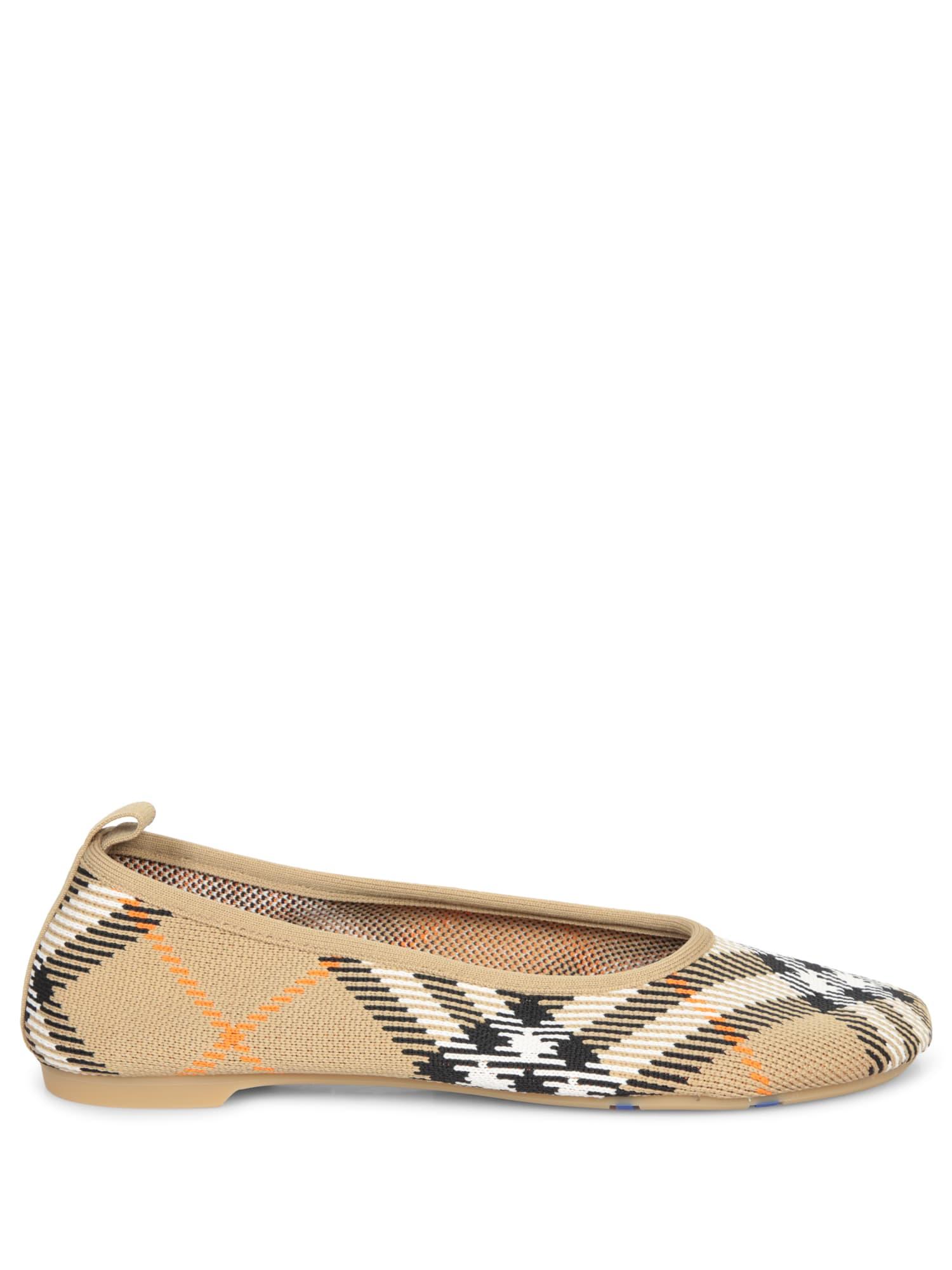 Burberry Baby Check Ballerina Flats in Natural | Lyst
