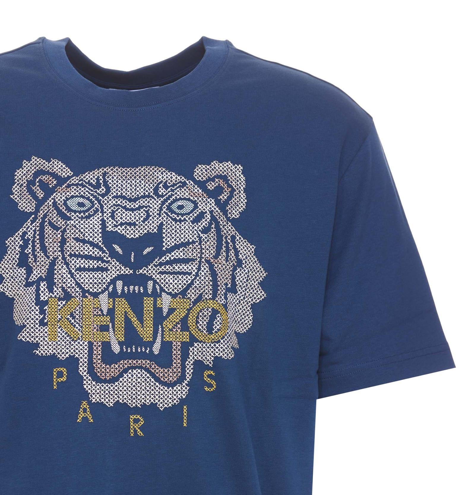 voldgrav Playful Akkumulering KENZO Tiger Logo T-shirt in Blue for Men | Lyst