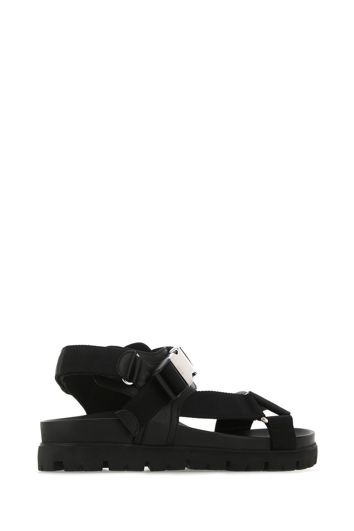 Prada Black Nylon And Leather Sandals for Men | Lyst