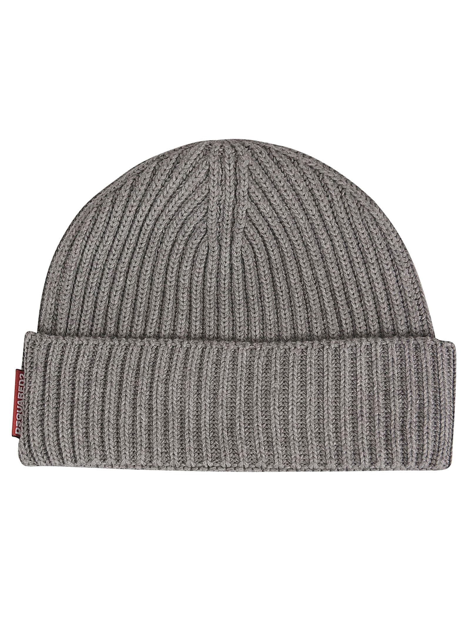 DSquared² Ribbed Beanie - Men in Grey 