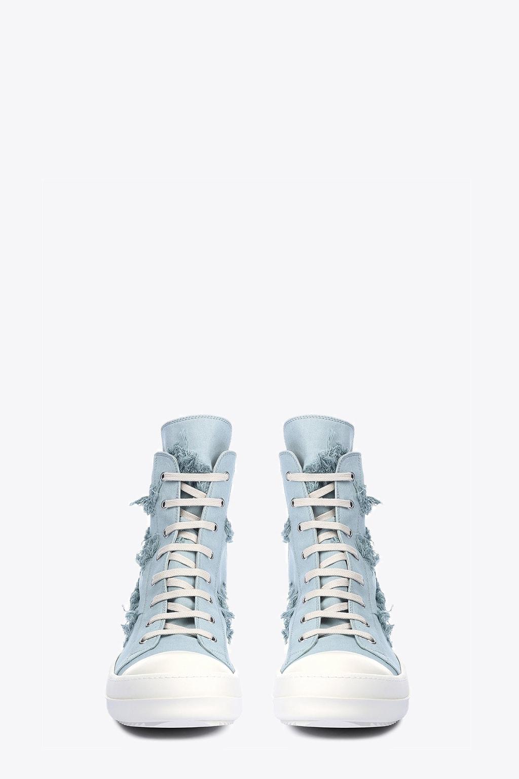 Rick Owens Sneaks Aquamarine Distressed Canvas High Sneaker