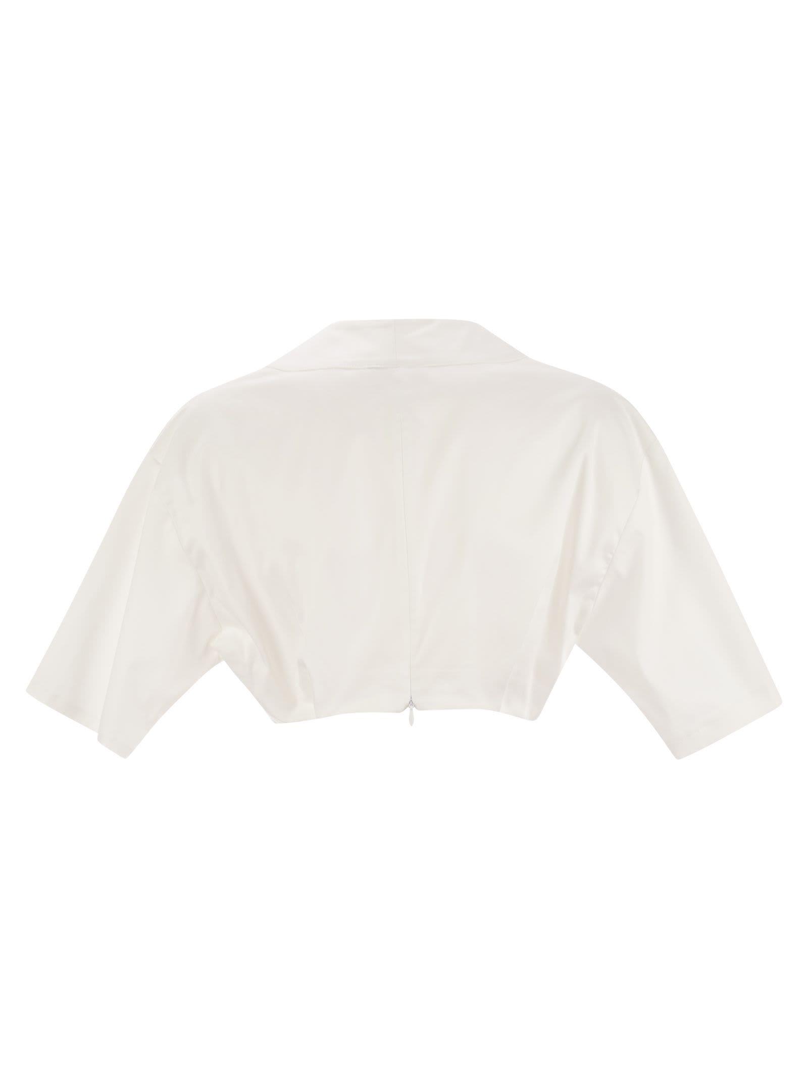 Elisabetta Franchi Stretch Cotton Top With Logo Detail in