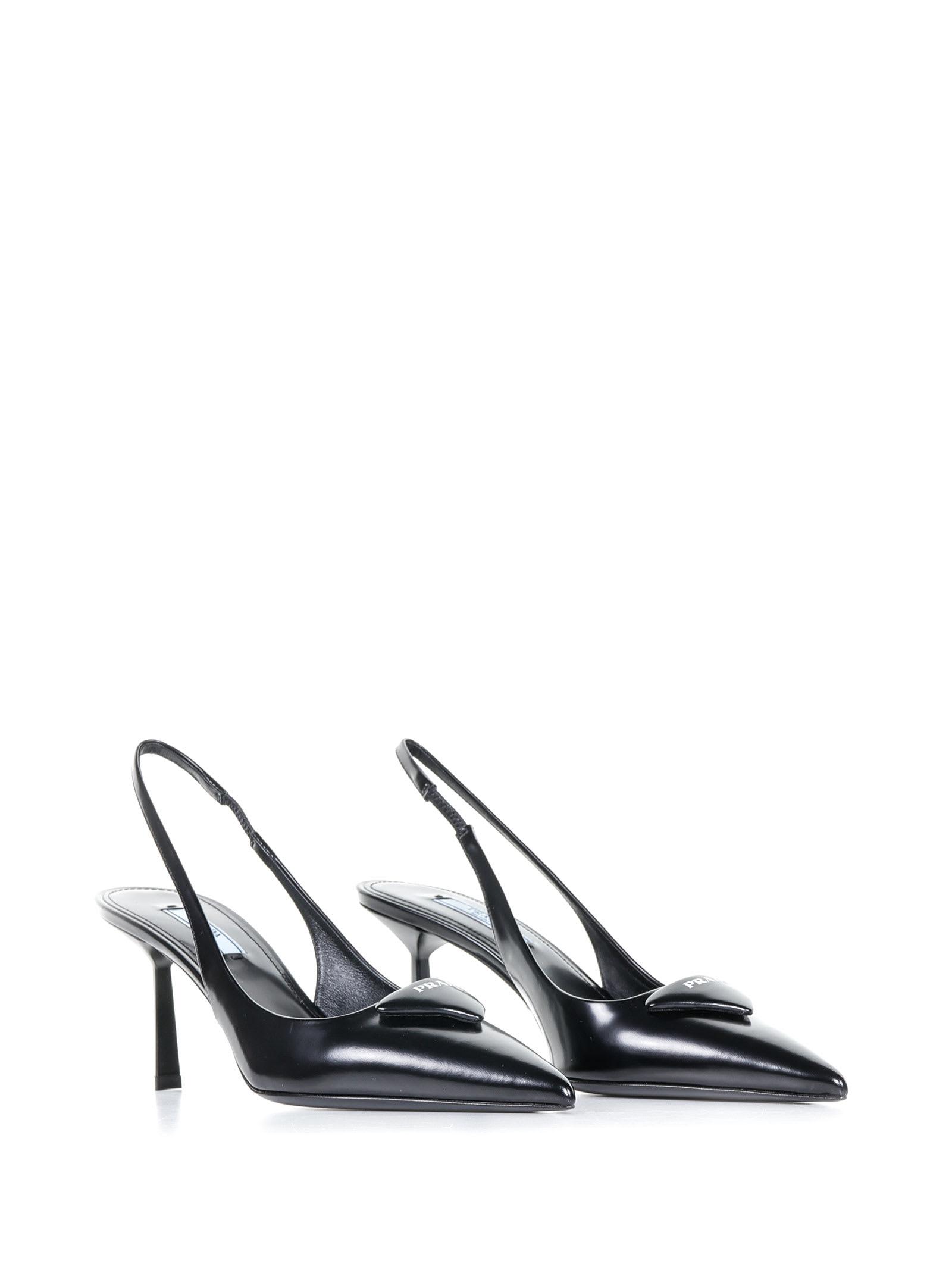 Prada Slingback Décolleté With Logo in White | Lyst