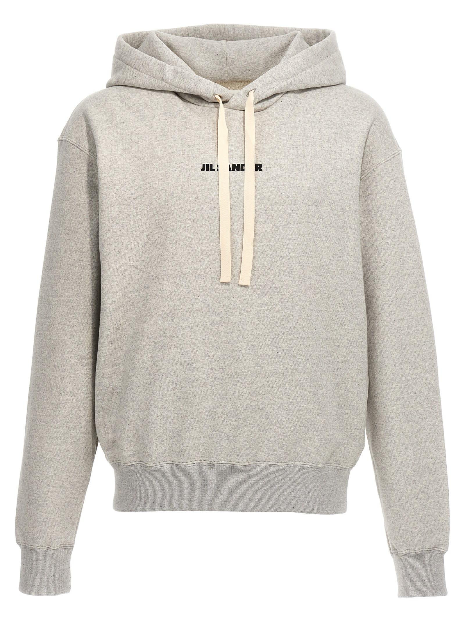 Jil Sander Logo Print Hoodie Sweatshirt in Gray for Men Lyst