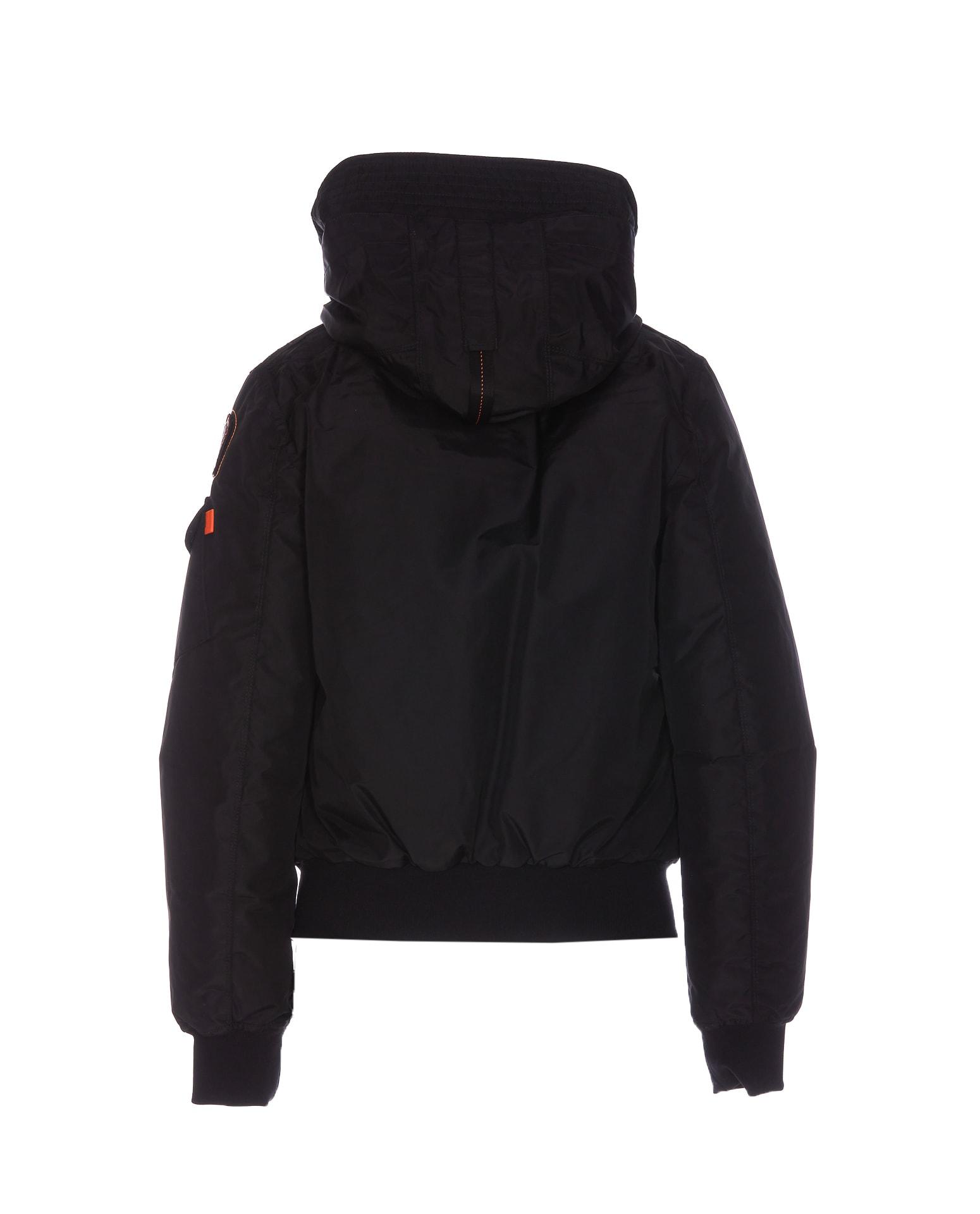 Parajumpers logo-patch hooded down jacket - Black