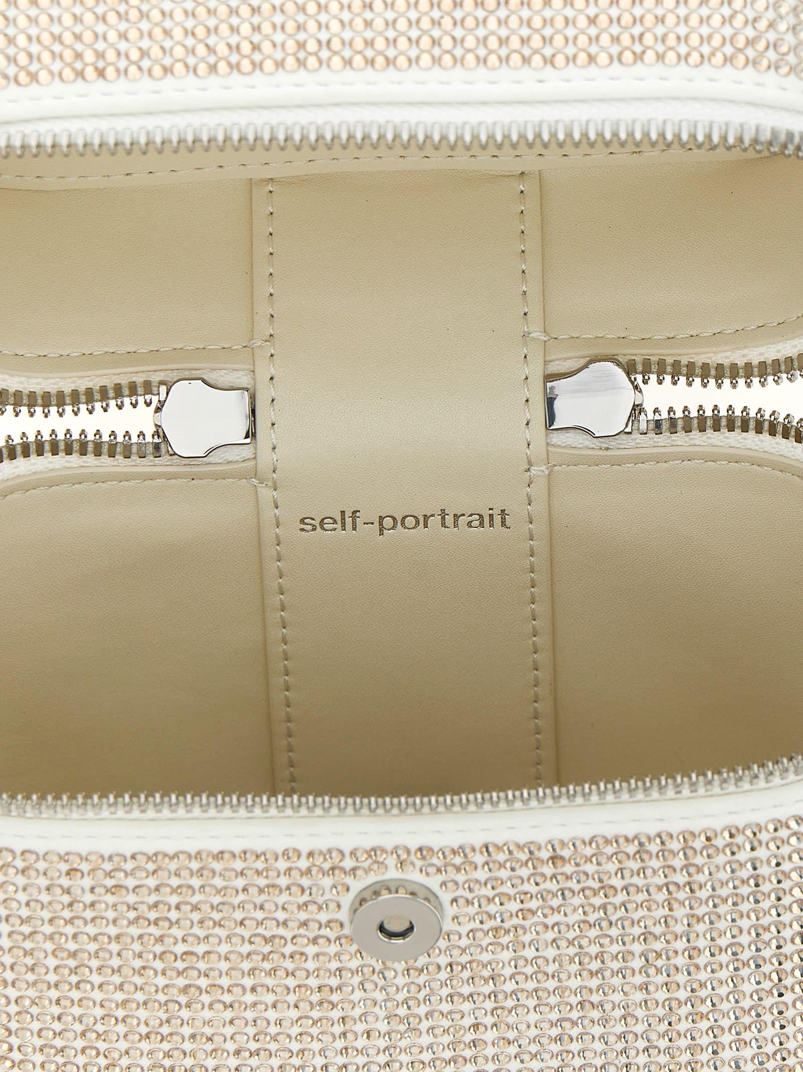 トートバッグ SELF PORTRAIT 'Satin rhinestone vanity case' handbag Champagne Satin Rhinestone Vanity Case – self-portrait-US