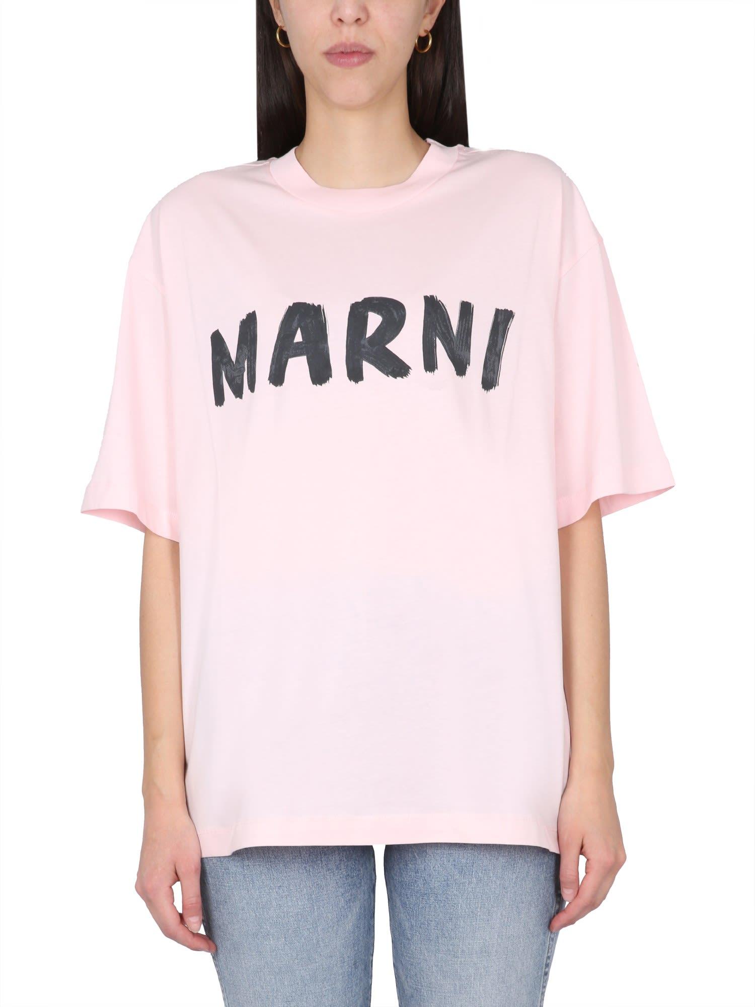 Marni T-shirt With Logo in Pink | Lyst