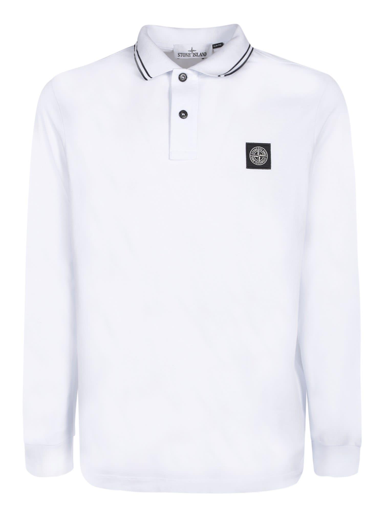 Stone island hotsell white polo shirt